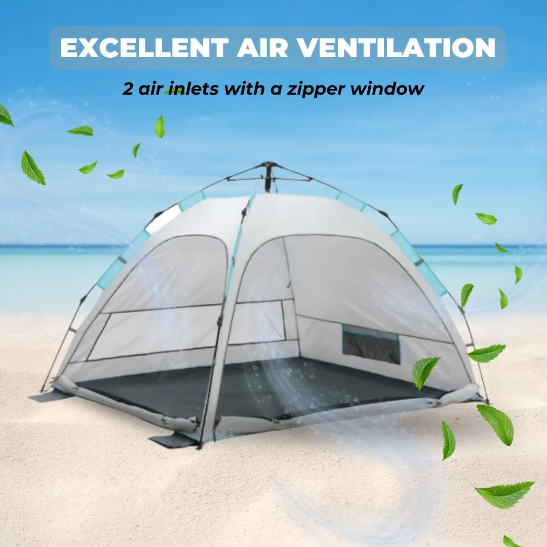ROFFT Camping Tent, 3 Person Instant Pop Up Tent Water Resistant Three Layer Automatic Dome Tent, Large Lightweight 2 Seasons, Backpacking Tent for camping and beach Extensible Porch two mesh doors