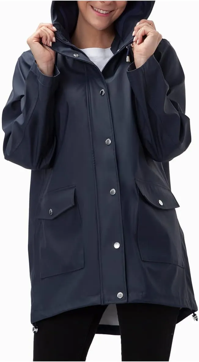 Rokka&Rolla Women's Waterproof Hooded Rain Jacket Outdoor Hiking Windbreaker Raincoat