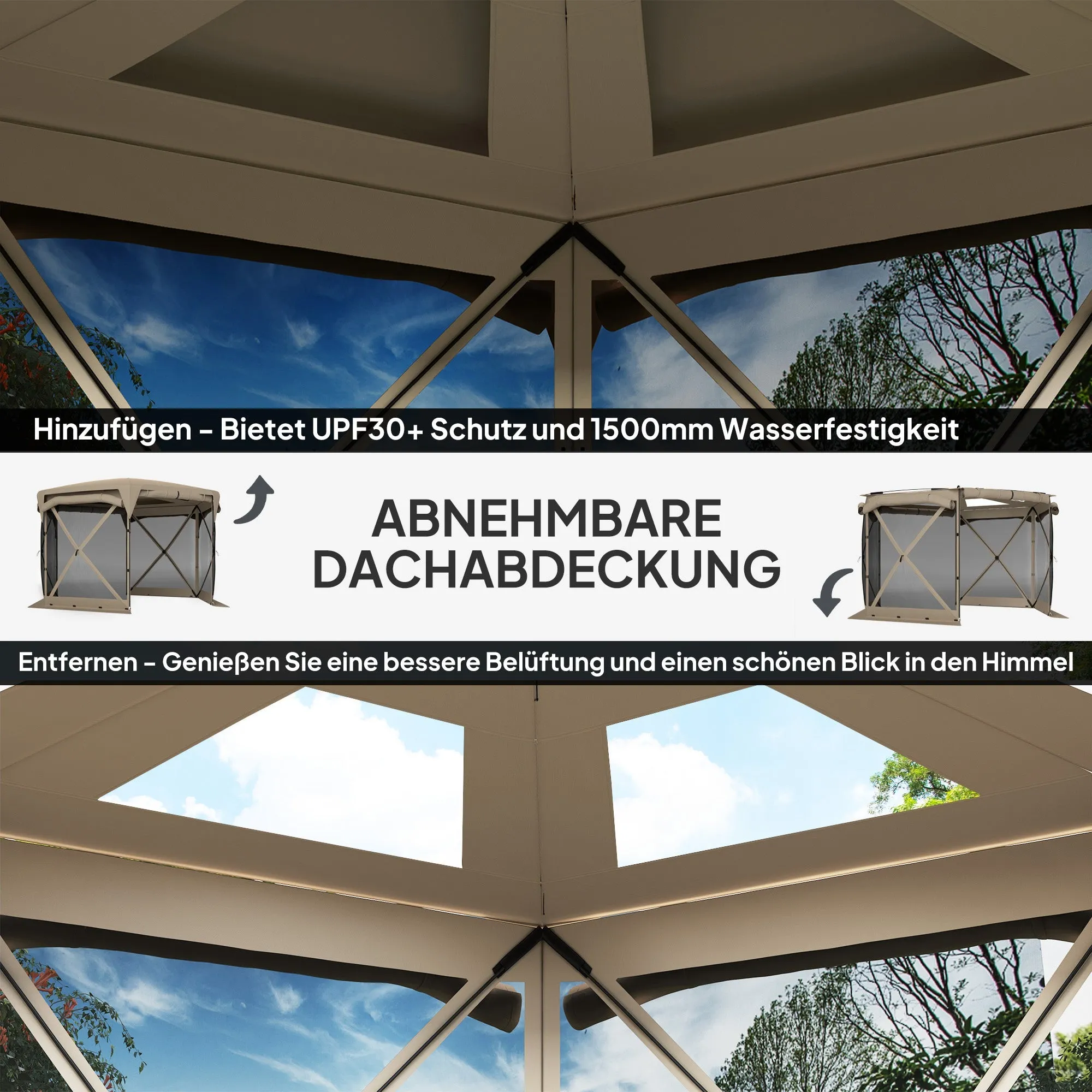 Rootz 3 x 3.5 Pop-Up Garden Tent - Pavilion - Gazebo - UPF30  Protection - 345cm x 300cm x 210cm