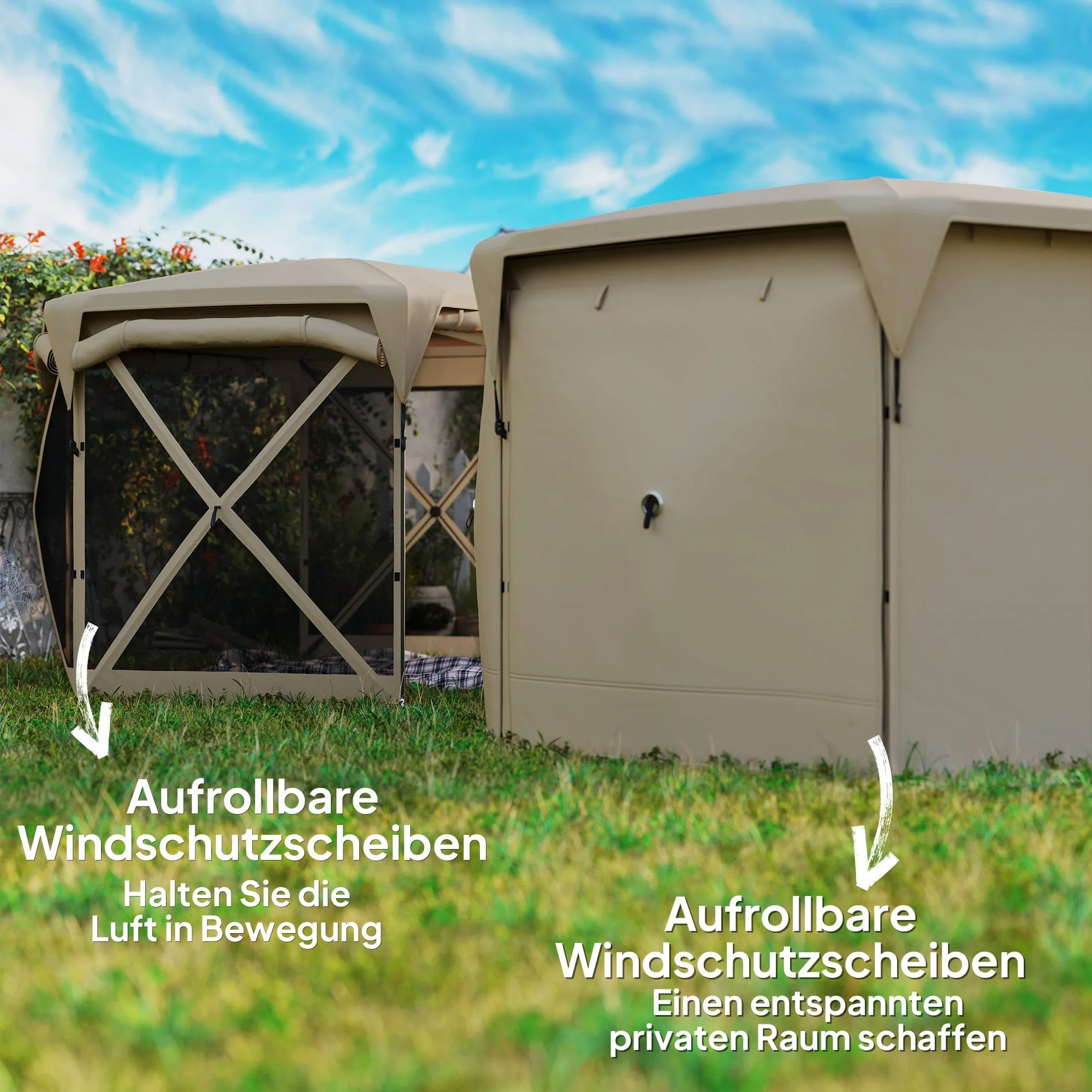 Rootz 3 x 3.5 Pop-Up Garden Tent - Pavilion - Gazebo - UPF30  Protection - 345cm x 300cm x 210cm