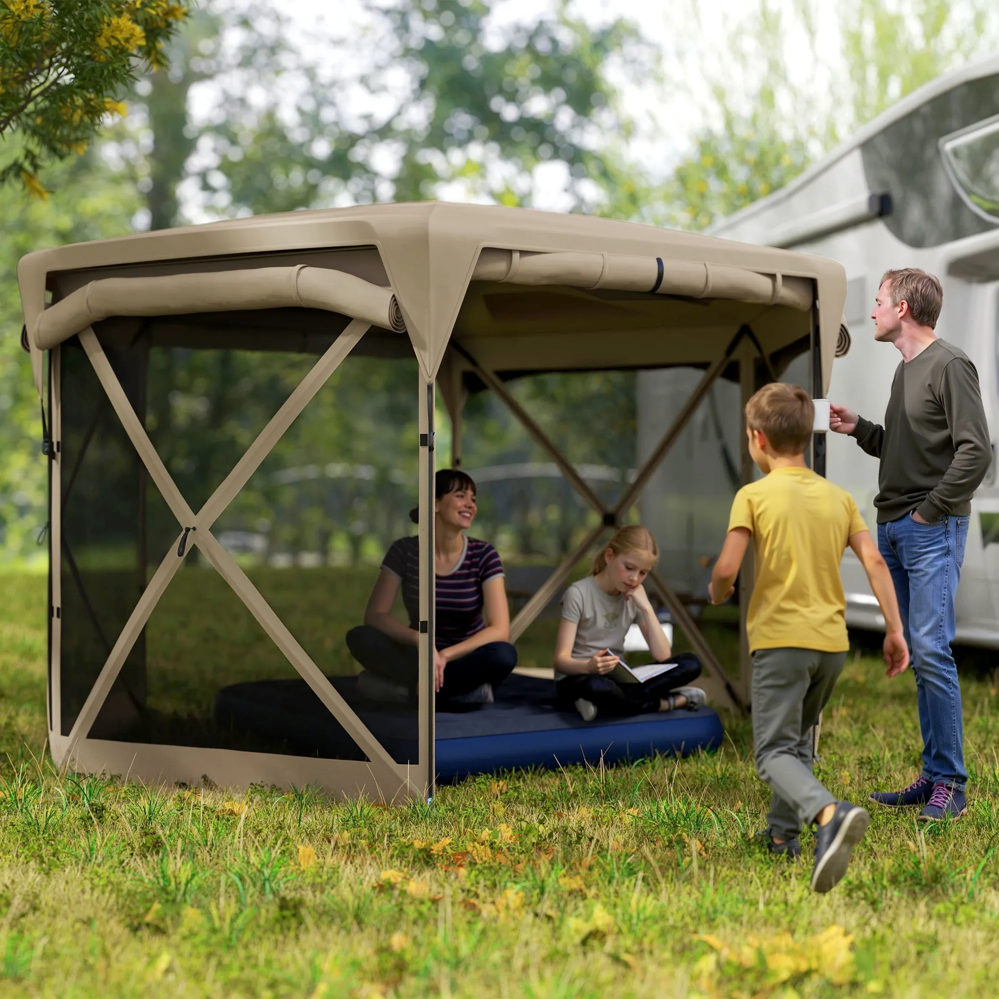 Rootz 3 x 3.5 Pop-Up Garden Tent - Pavilion - Gazebo - UPF30  Protection - 345cm x 300cm x 210cm