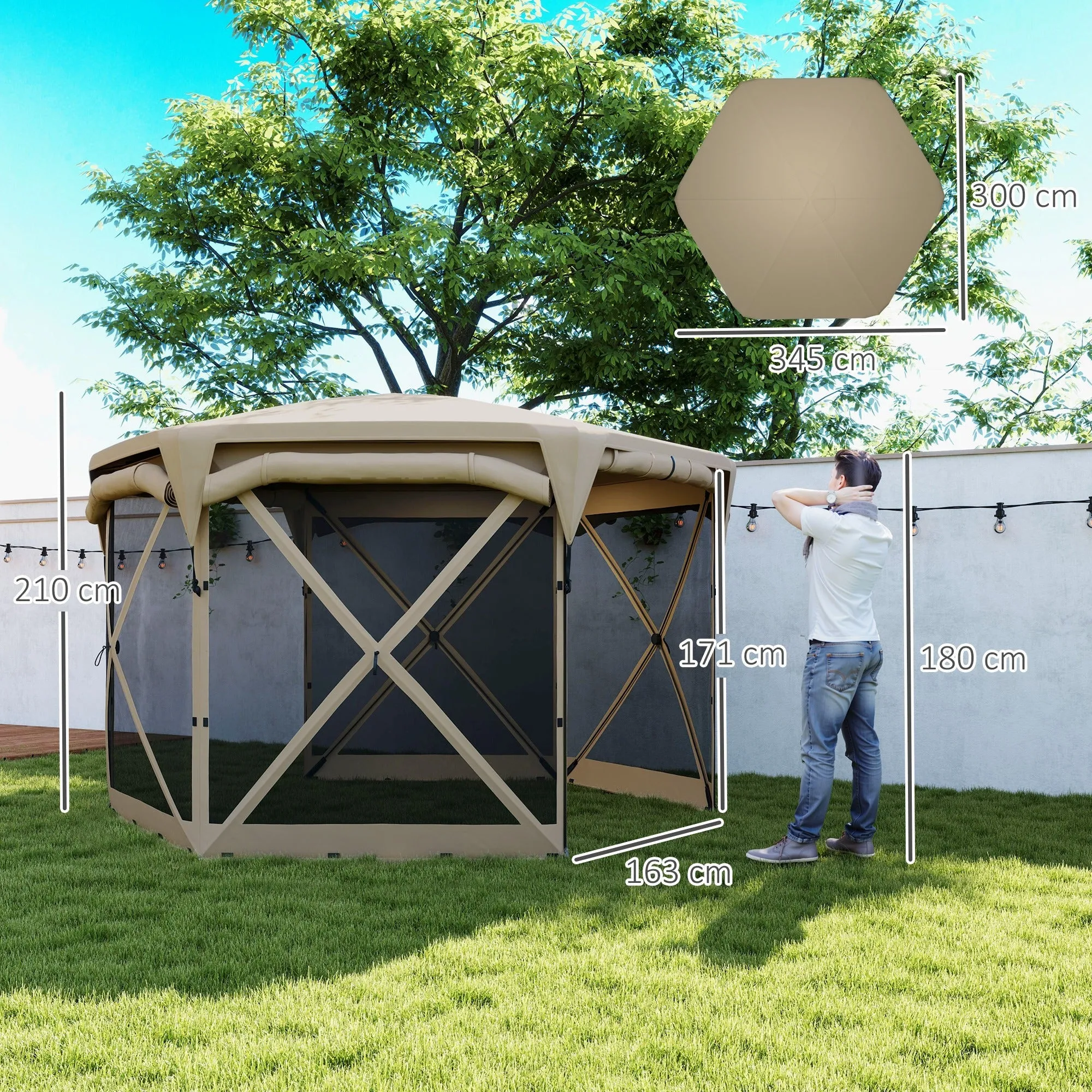 Rootz 3 x 3.5 Pop-Up Garden Tent - Pavilion - Gazebo - UPF30  Protection - 345cm x 300cm x 210cm