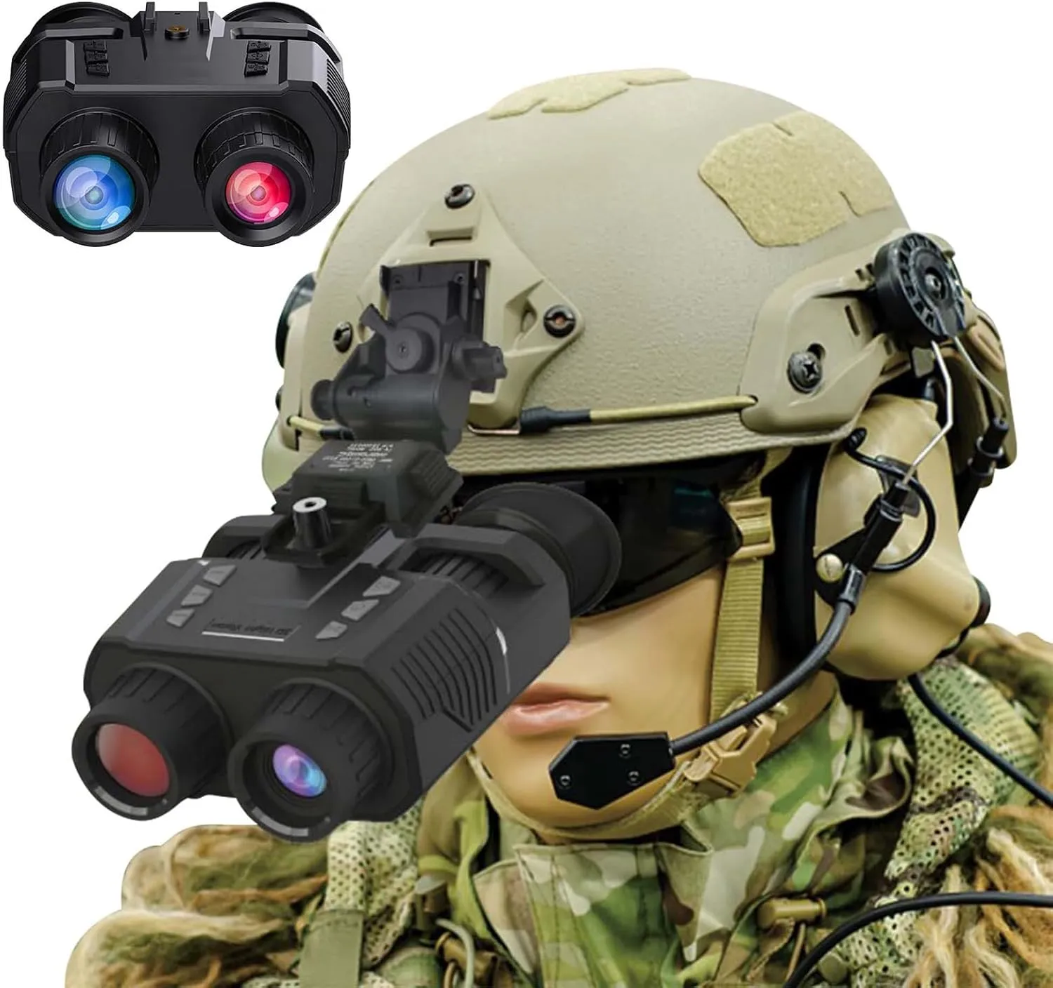 RSBFER Head Mount Night Vision Goggle, Infrared Night Vision Binoculars with 3D Stereo Imaging 1080P 3M Sensor for Hunting, Wildlife Watching