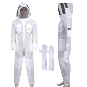 SANEER 3 Layer Beekeeping Suit, Ventilated Sting Proof Beekeeping Suit For Beekeepers with Gloves (X-Large)