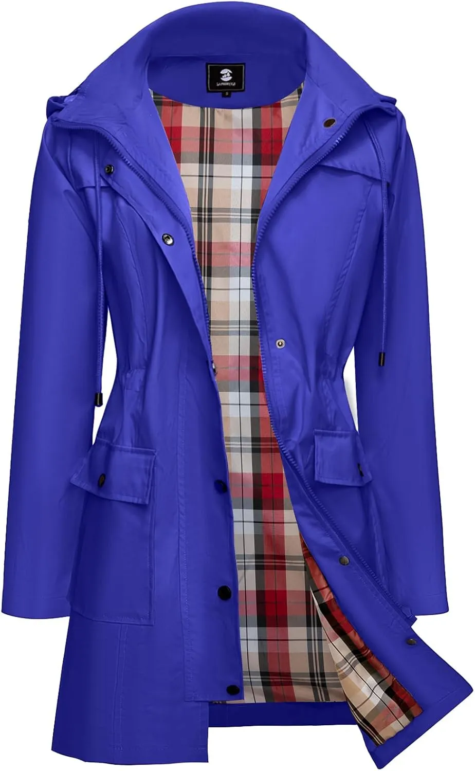 SaphiRose Women's Waterproof Rain Jacket Lightweight Raincoat Hooded Windbreaker Trench Coat