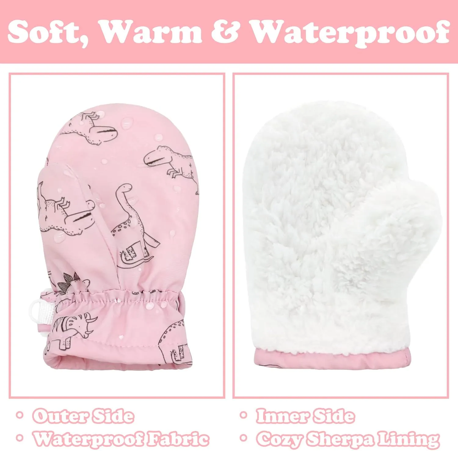 Sarfel Waterproof Toddler Mittens - Snow Gloves for Boys and Girls - Baby Winter Gloves