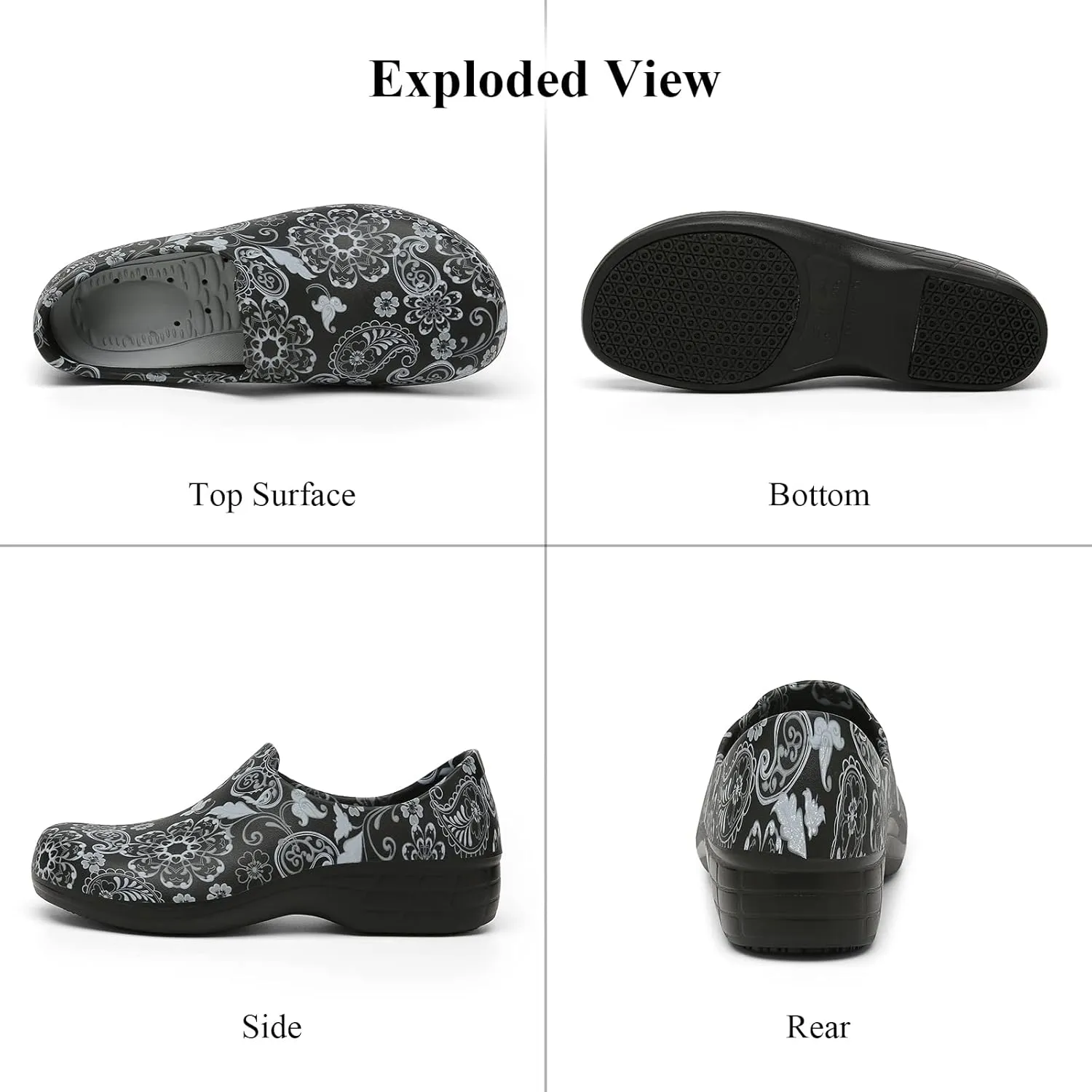 Scecocrs Non Slip Chef Shoes for Women, Waterproof & Oil Resistant Nursing Work Shoes for Hospital Garden Kitchen
