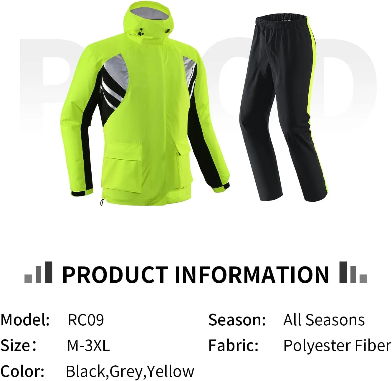 Scoyco Motorcycle Rain Suit Reflective Waterproof Rain Gear