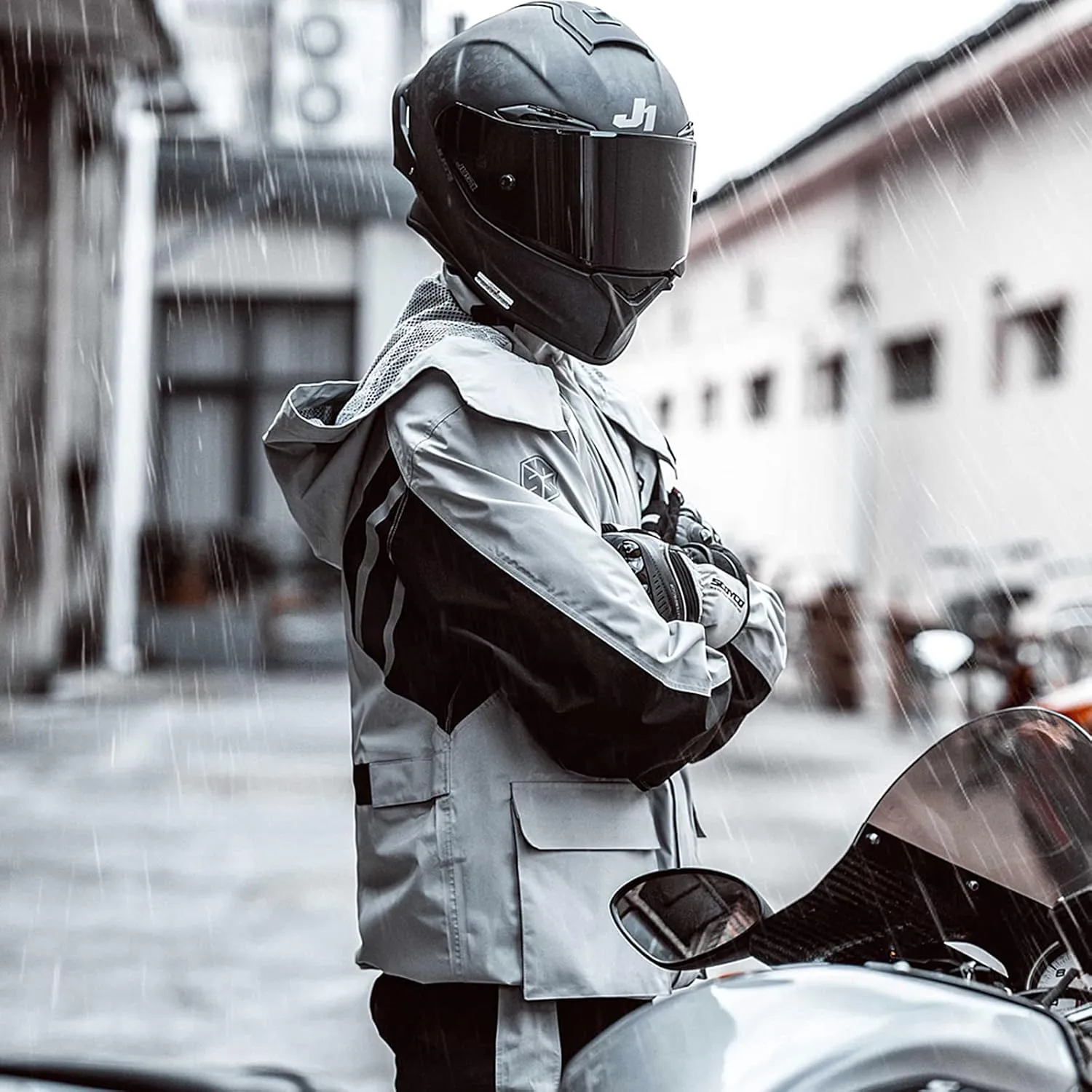 Scoyco Motorcycle Rain Suit Reflective Waterproof Rain Gear