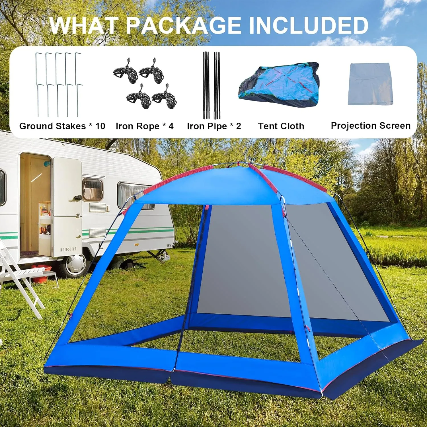 Screened Camping Tent Weatherproof Camping Canopy Camping Tent Screen Shelter Gazebos for Patios Outdoor Activities