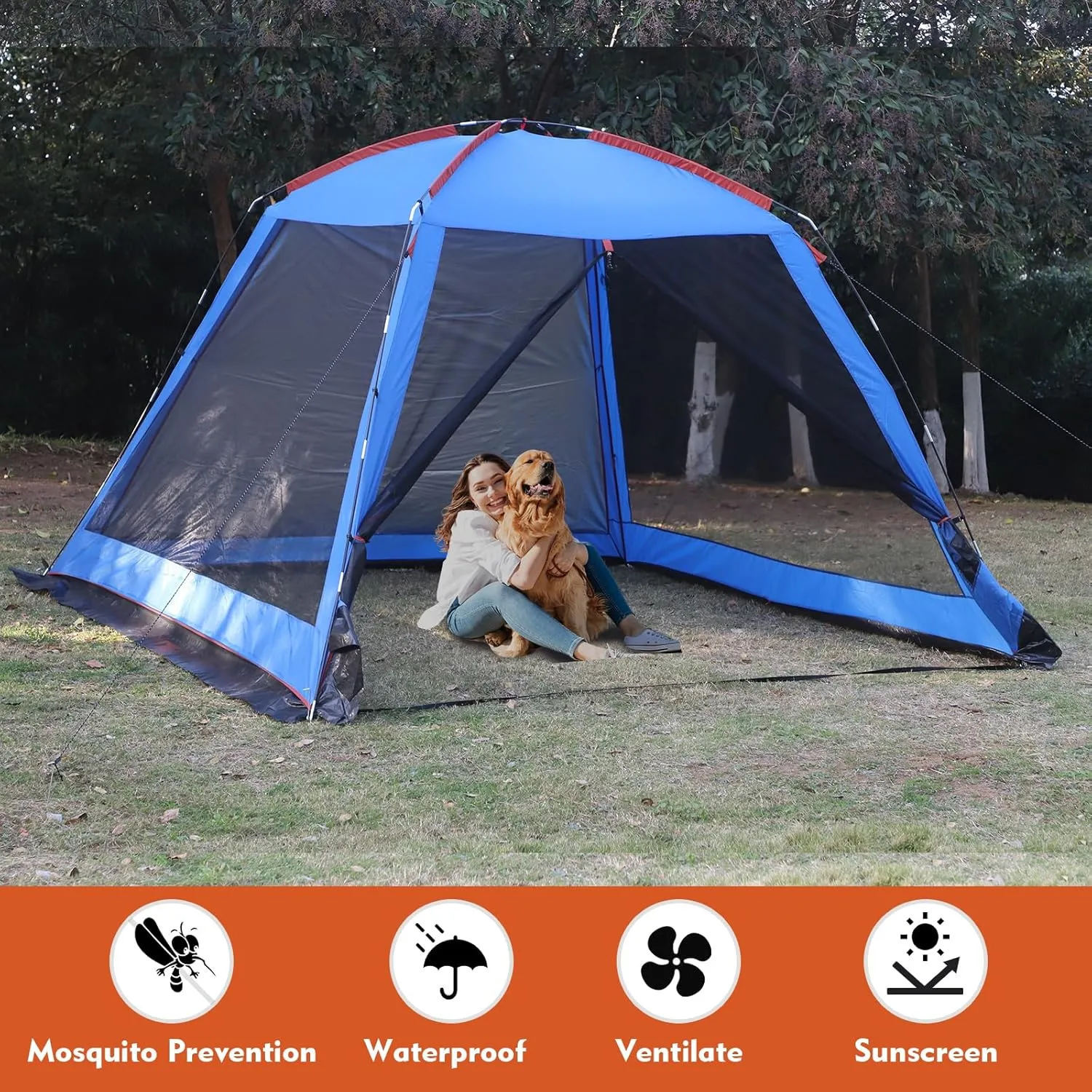 Screened Camping Tent Weatherproof Camping Canopy Camping Tent Screen Shelter Gazebos for Patios Outdoor Activities