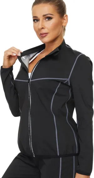 SEXYWG Sauna Suit for Women Workout Jacket Long Sleeve Tops Sweat Suits Sauna Shirt