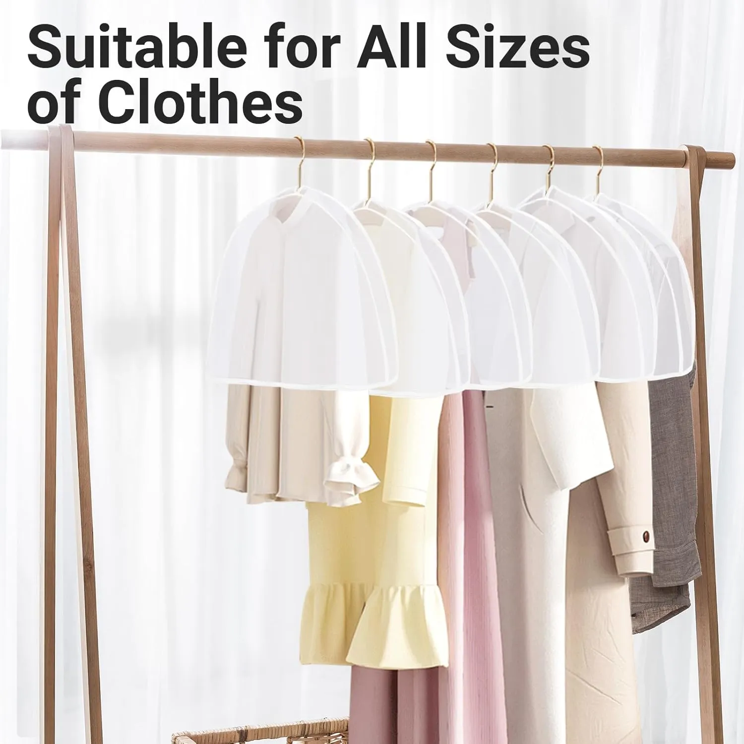 Shoulder Covers for Hanging Clothes, 24x12x2 inch, Pack of 12, Shoulder Cover for Closet Storage, Breathable Clear Plastic Clothes Cover for Hanging T Shirt, Suit, Coat, Jacket, Dress, Gown