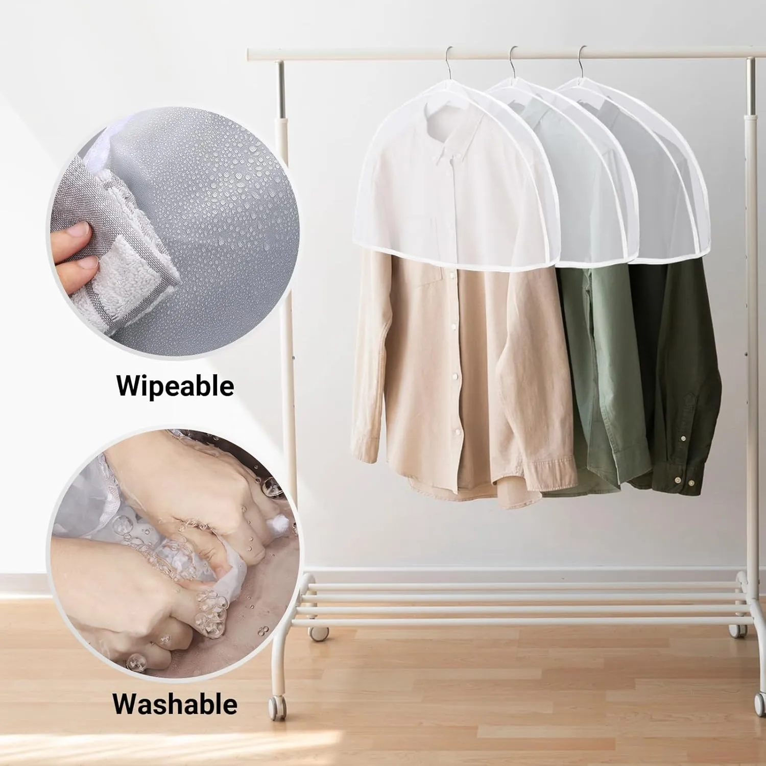 Shoulder Covers for Hanging Clothes, 24x12x2 inch, Pack of 12, Shoulder Cover for Closet Storage, Breathable Clear Plastic Clothes Cover for Hanging T Shirt, Suit, Coat, Jacket, Dress, Gown