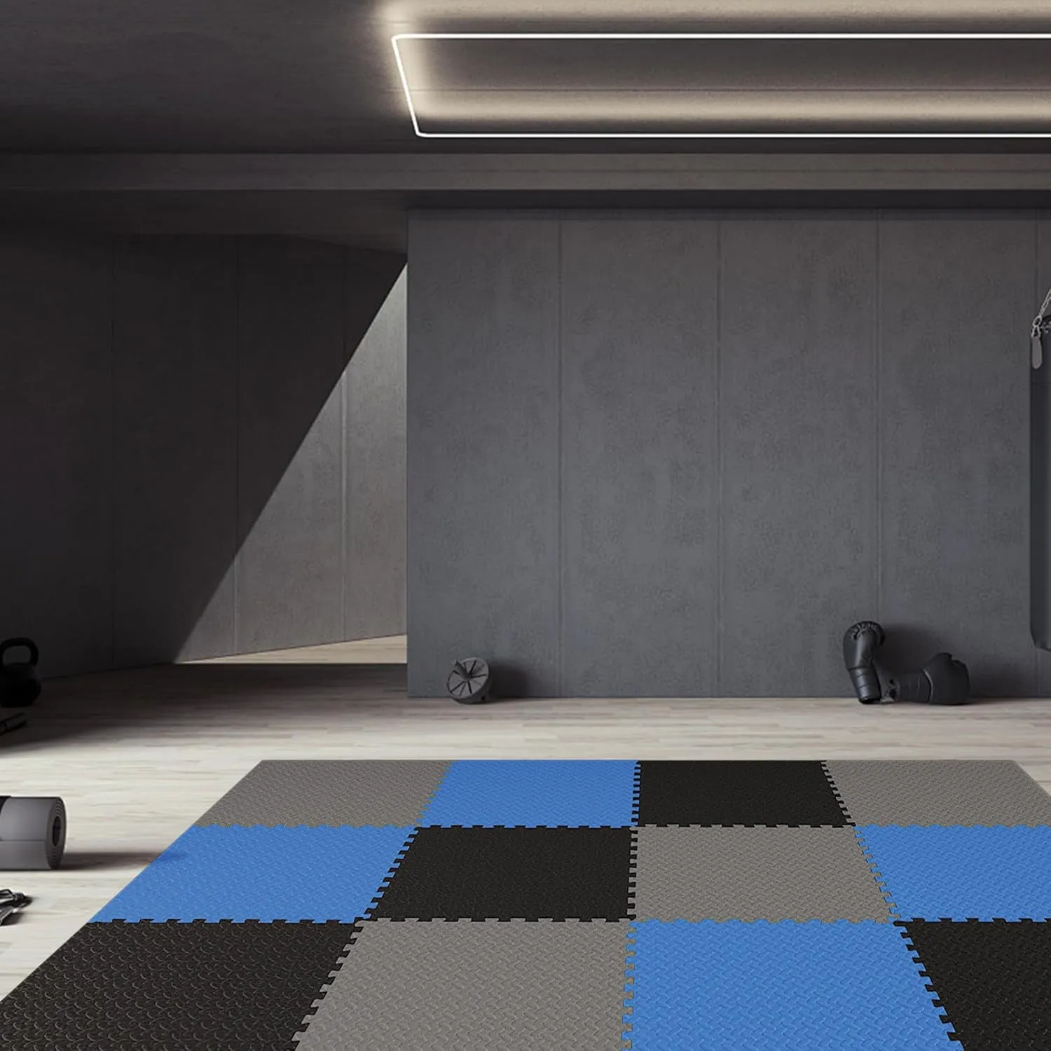 Signature Fitness Puzzle Exercise Mat with EVA Foam Interlocking Tiles