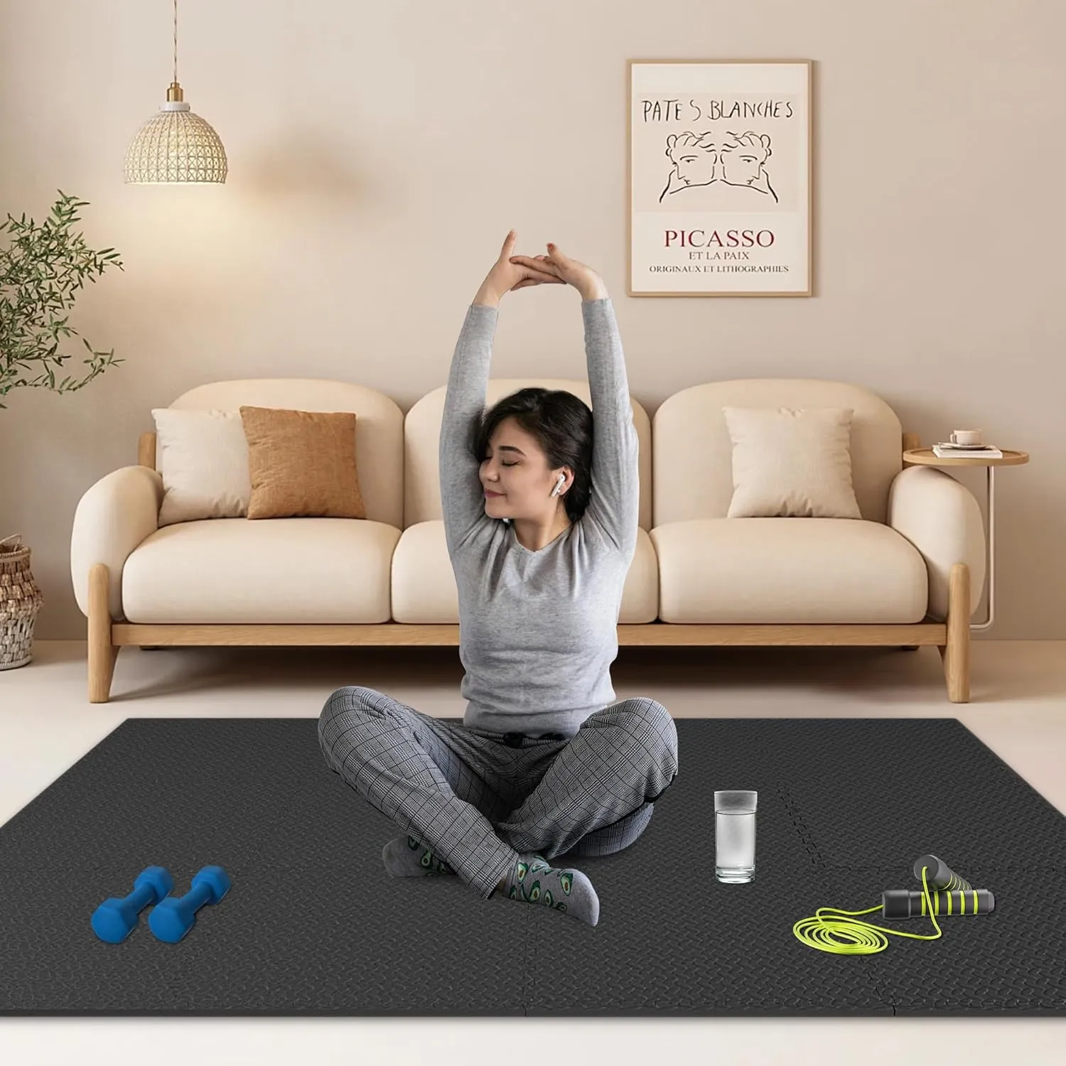 Signature Fitness Puzzle Exercise Mat with EVA Foam Interlocking Tiles