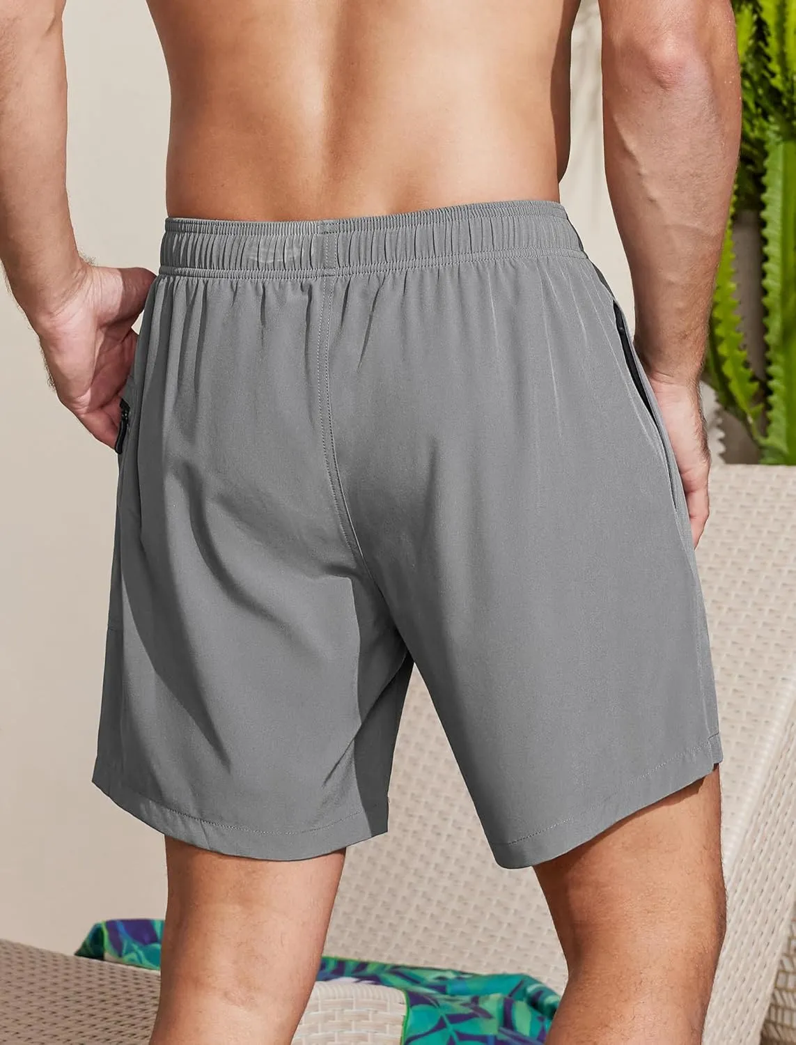 SILKWORLD Mens Swim Trunks 6" Quick Dry Bathing Suit Beach Swimming Shorts with Compression Liner and Zipper Pockets