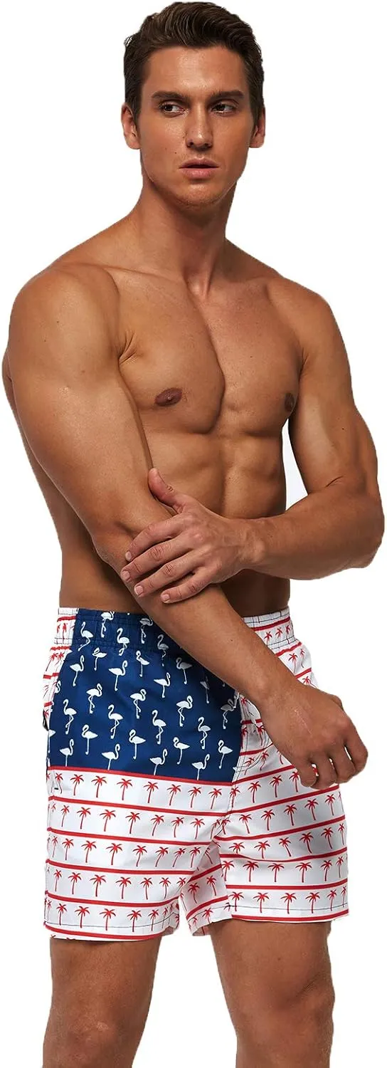 SILKWORLD Mens Swimming Trunks 5 Inch Inseam Swim Shorts Summer Bathing Suit Swimwear Beachwear with Pockets