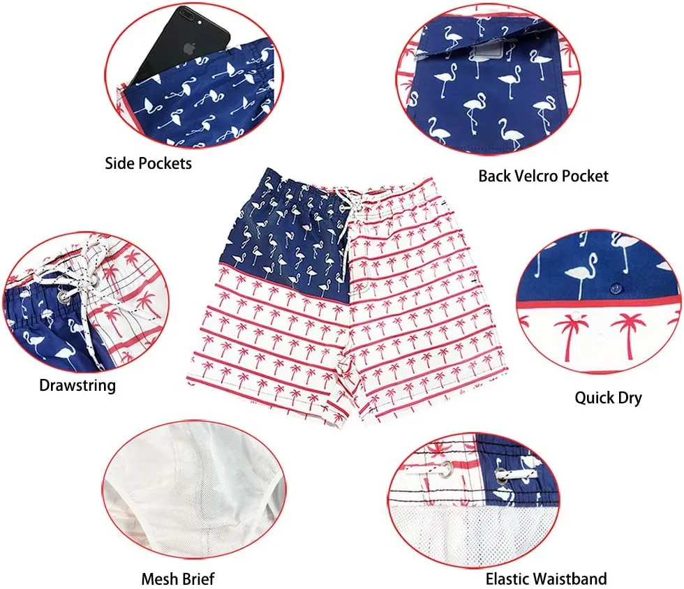 SILKWORLD Mens Swimming Trunks 5 Inch Inseam Swim Shorts Summer Bathing Suit Swimwear Beachwear with Pockets