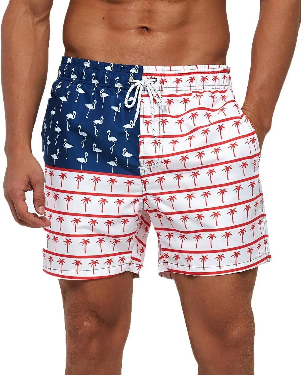 SILKWORLD Mens Swimming Trunks 5 Inch Inseam Swim Shorts Summer Bathing Suit Swimwear Beachwear with Pockets