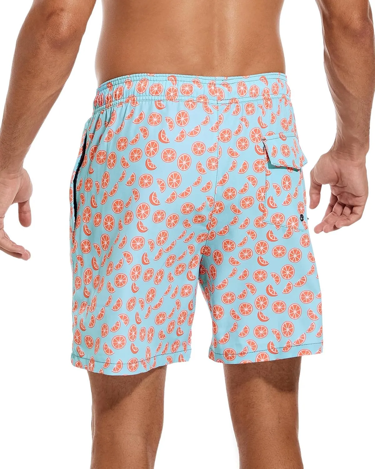 SILKWORLD Mens Swimming Trunks with Compression Liner Quick Dry 5 inch Swim Shorts with Zipper Pockets