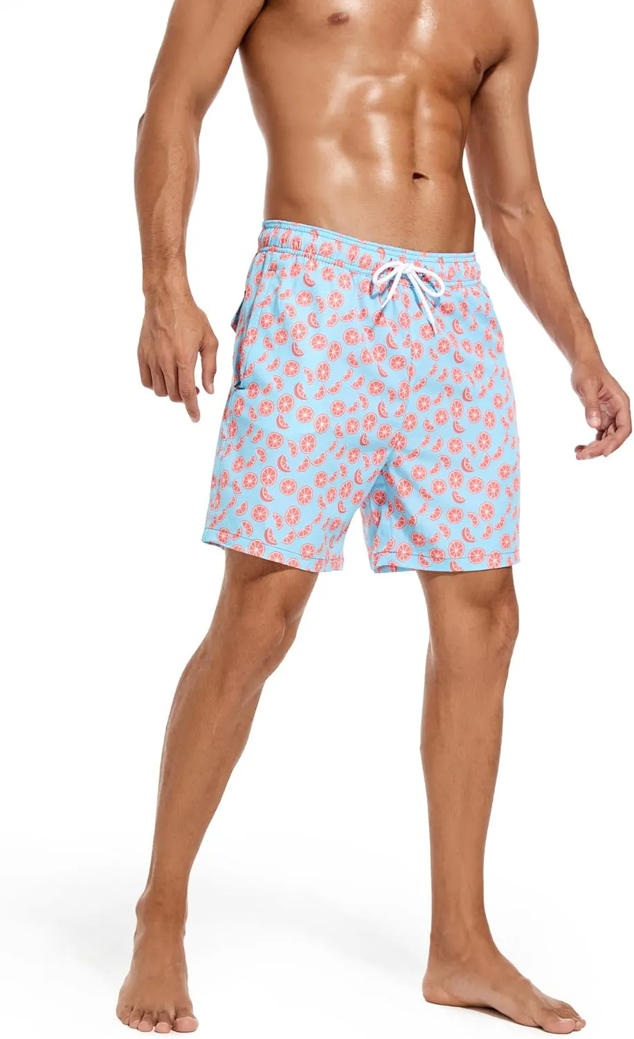 SILKWORLD Mens Swimming Trunks with Compression Liner Quick Dry 5 inch Swim Shorts with Zipper Pockets