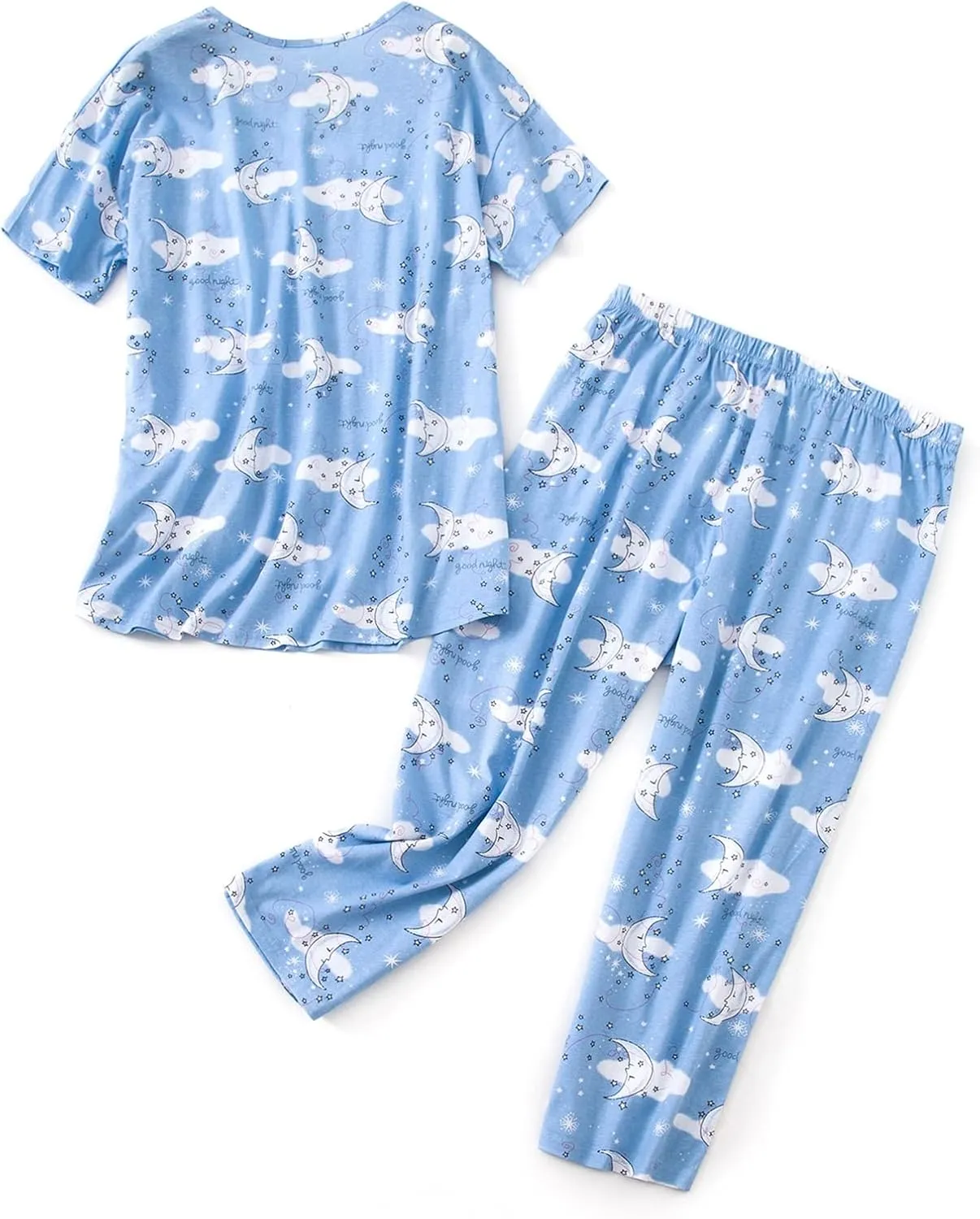 SISKIN Womens Pajama Sets - Capri Pajamas for Women Set Plus Size Sleepwear Tops with Capri Pants Summer Pjs Sets