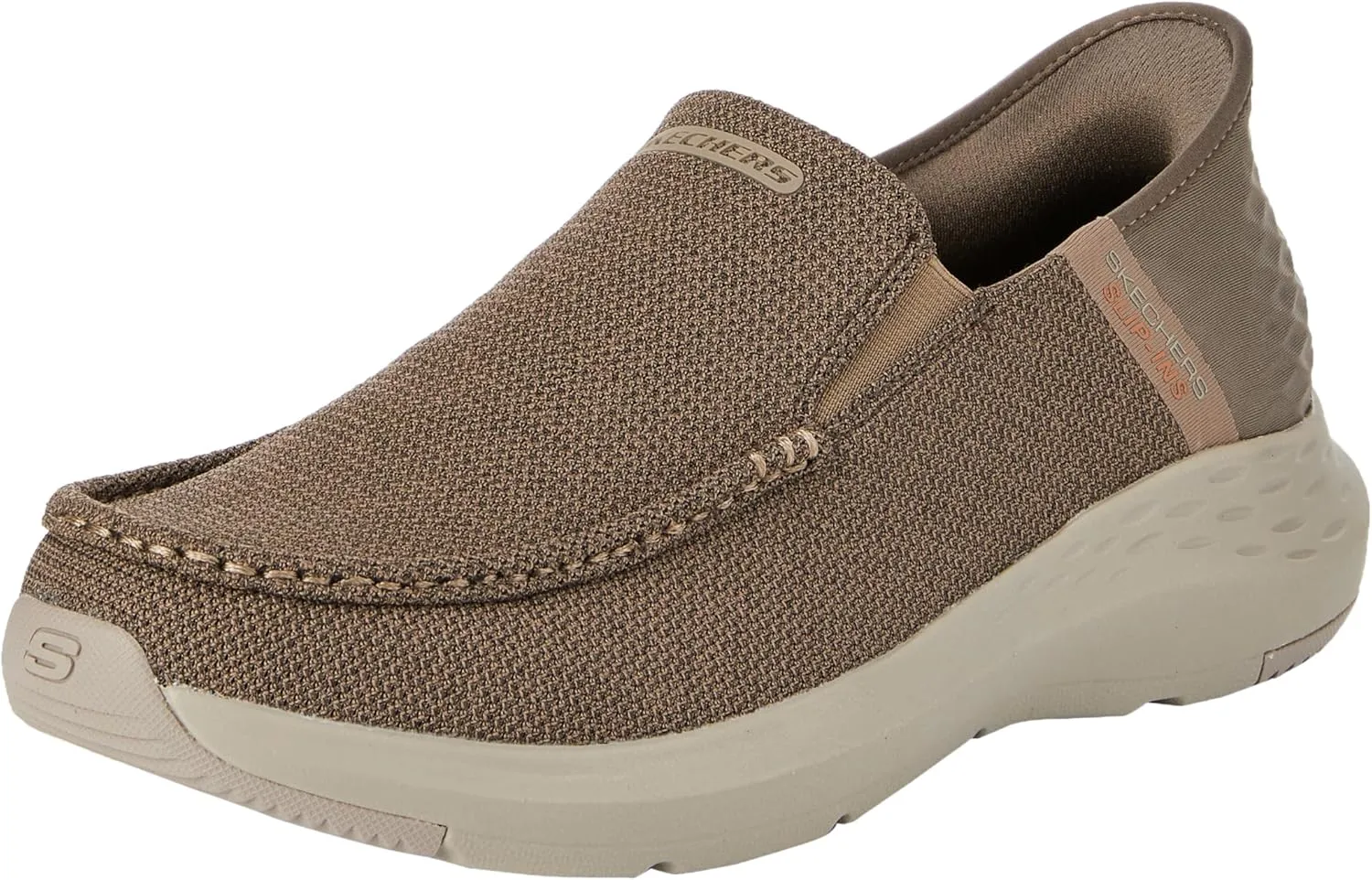 Skechers USA Men's Men's Parson-Ralven 204804 Moc Toe Slip-Ins, Taupe, 16