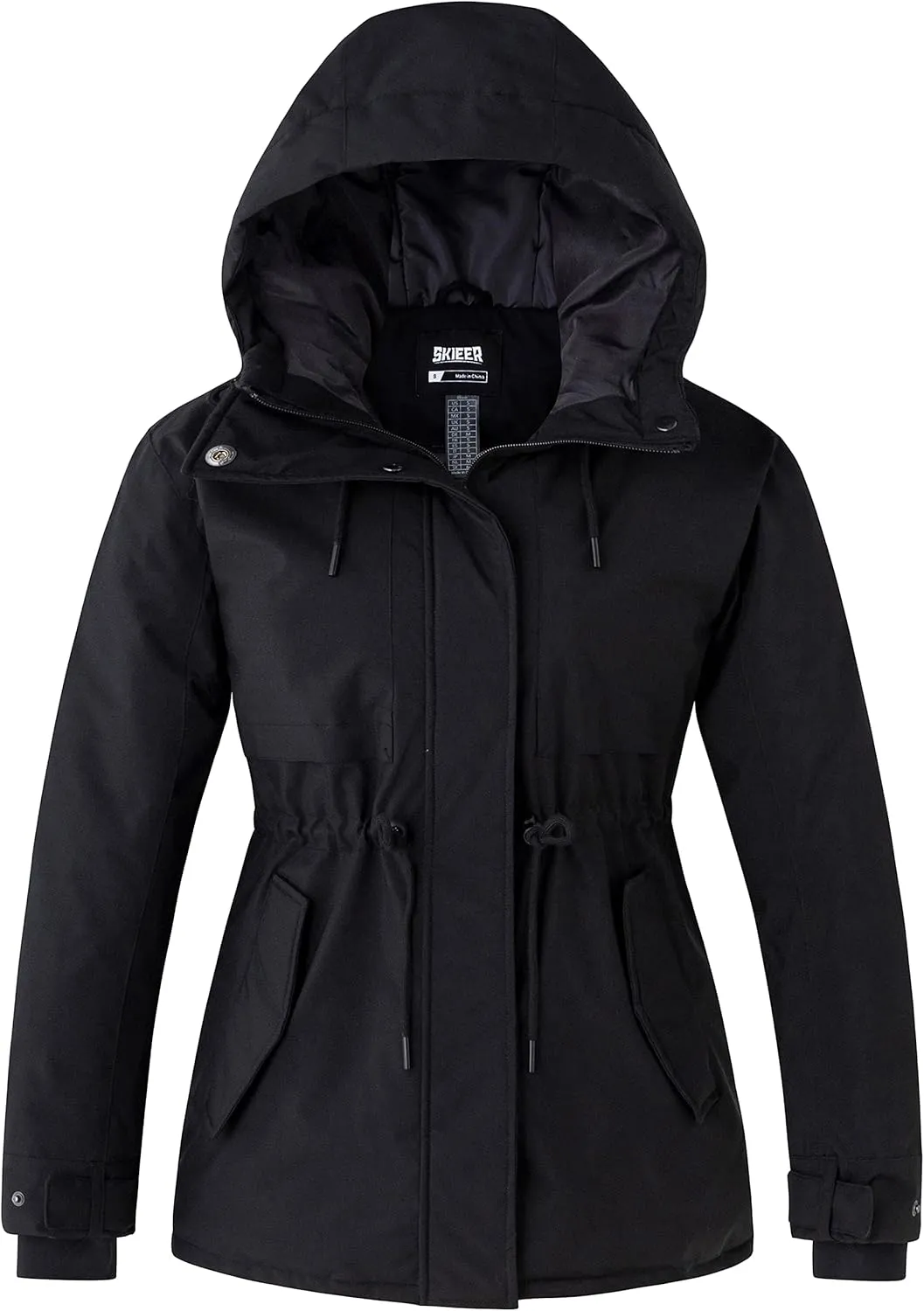 Skieer Women's Waterproof Ski Jacket Hooded Fleece Winter Jacket Warm Snow Coat
