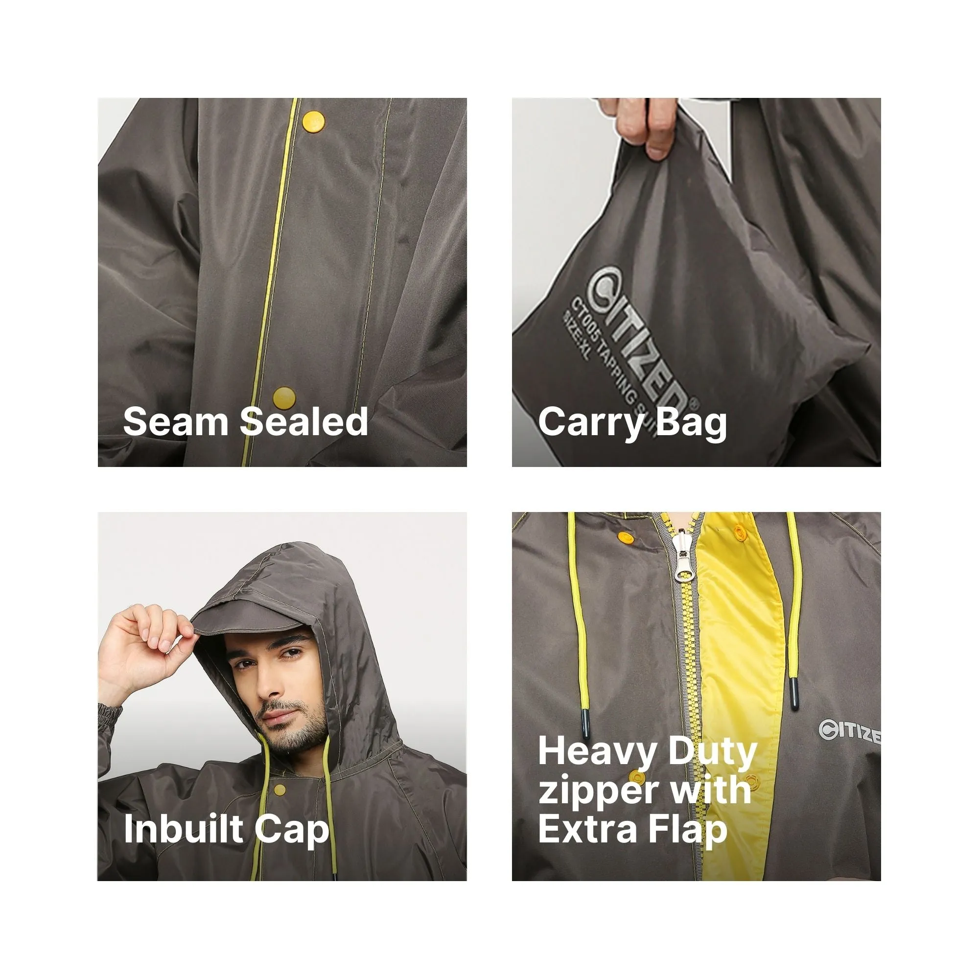 Sleek Tapping Raincoat Suit with Free-leak proof pouch