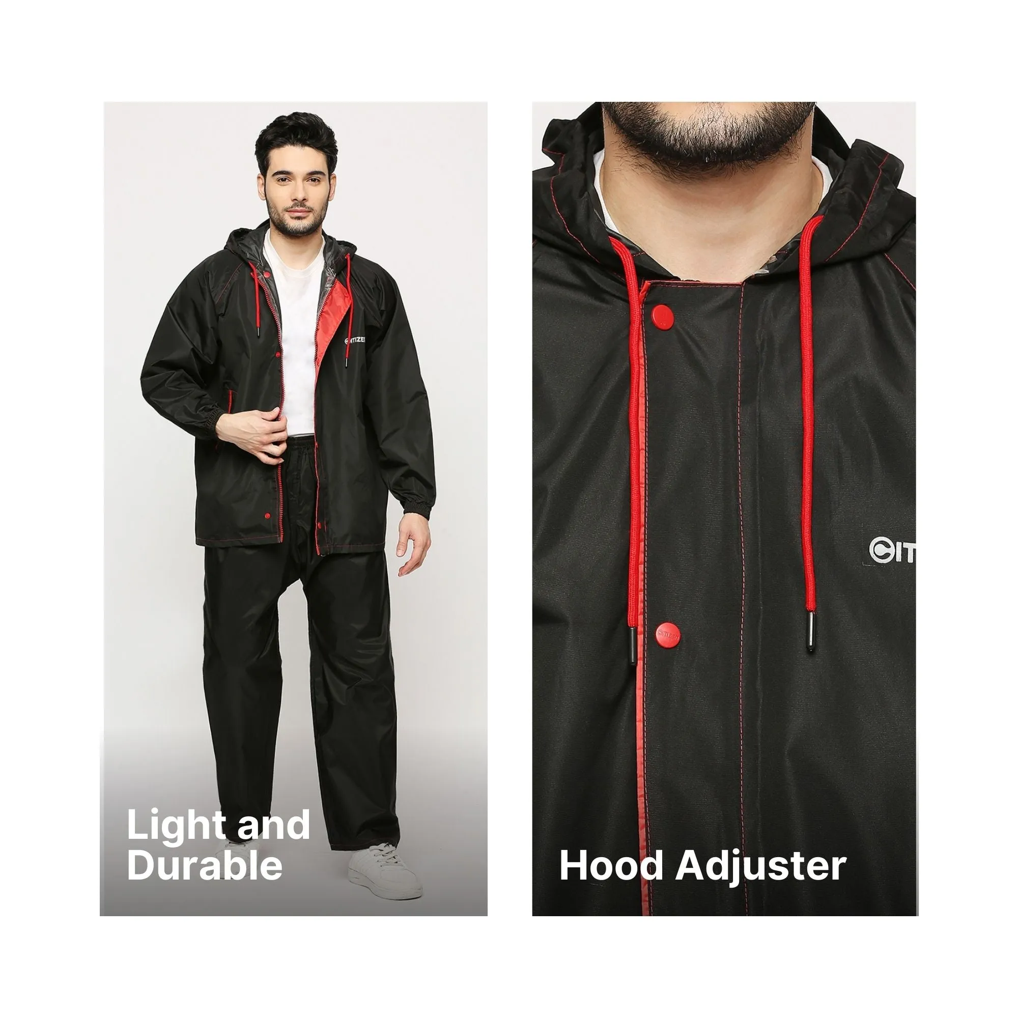 Sleek Tapping Raincoat Suit with Free-leak proof pouch