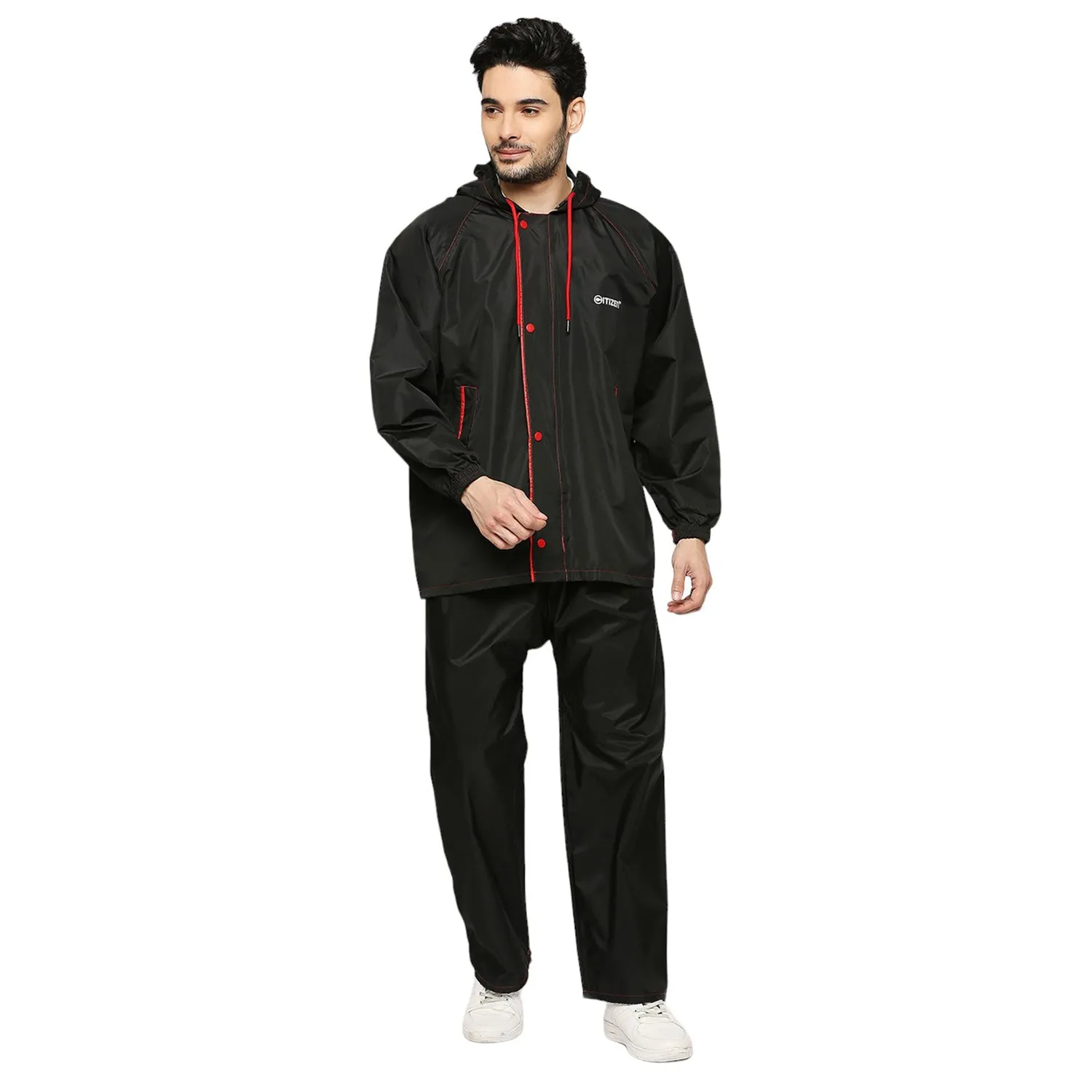 Sleek Tapping Raincoat Suit with Free-leak proof pouch