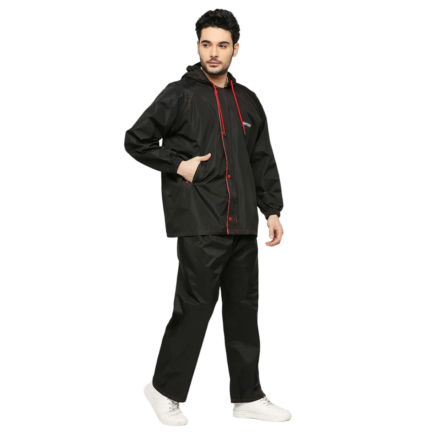Sleek Tapping Raincoat Suit with Free-leak proof pouch