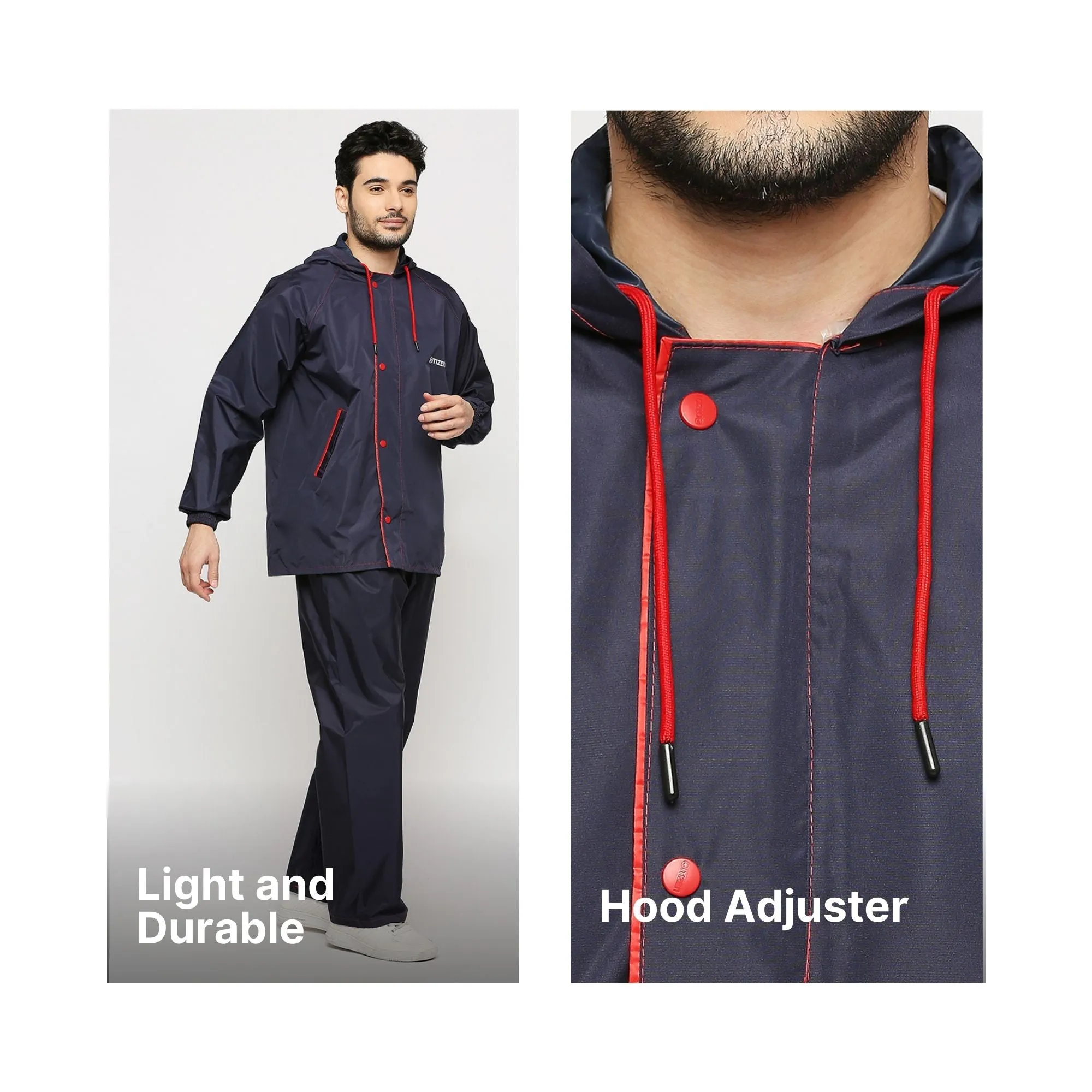 Sleek Tapping Raincoat Suit with Free-leak proof pouch
