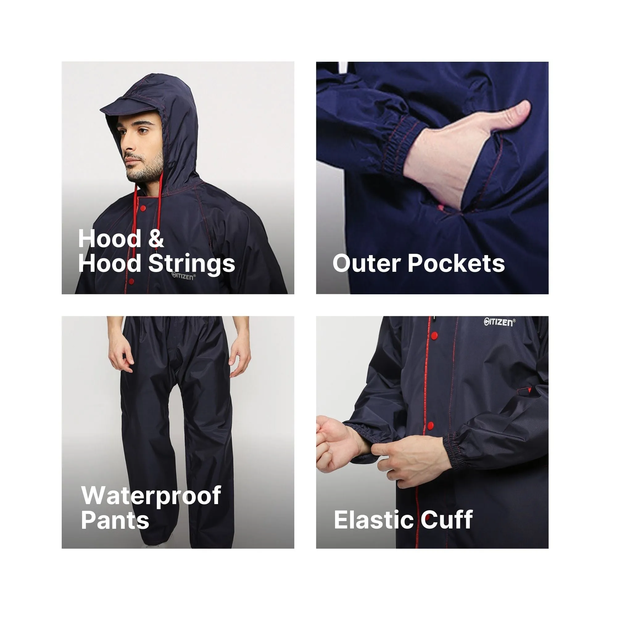 Sleek Tapping Raincoat Suit with Free-leak proof pouch