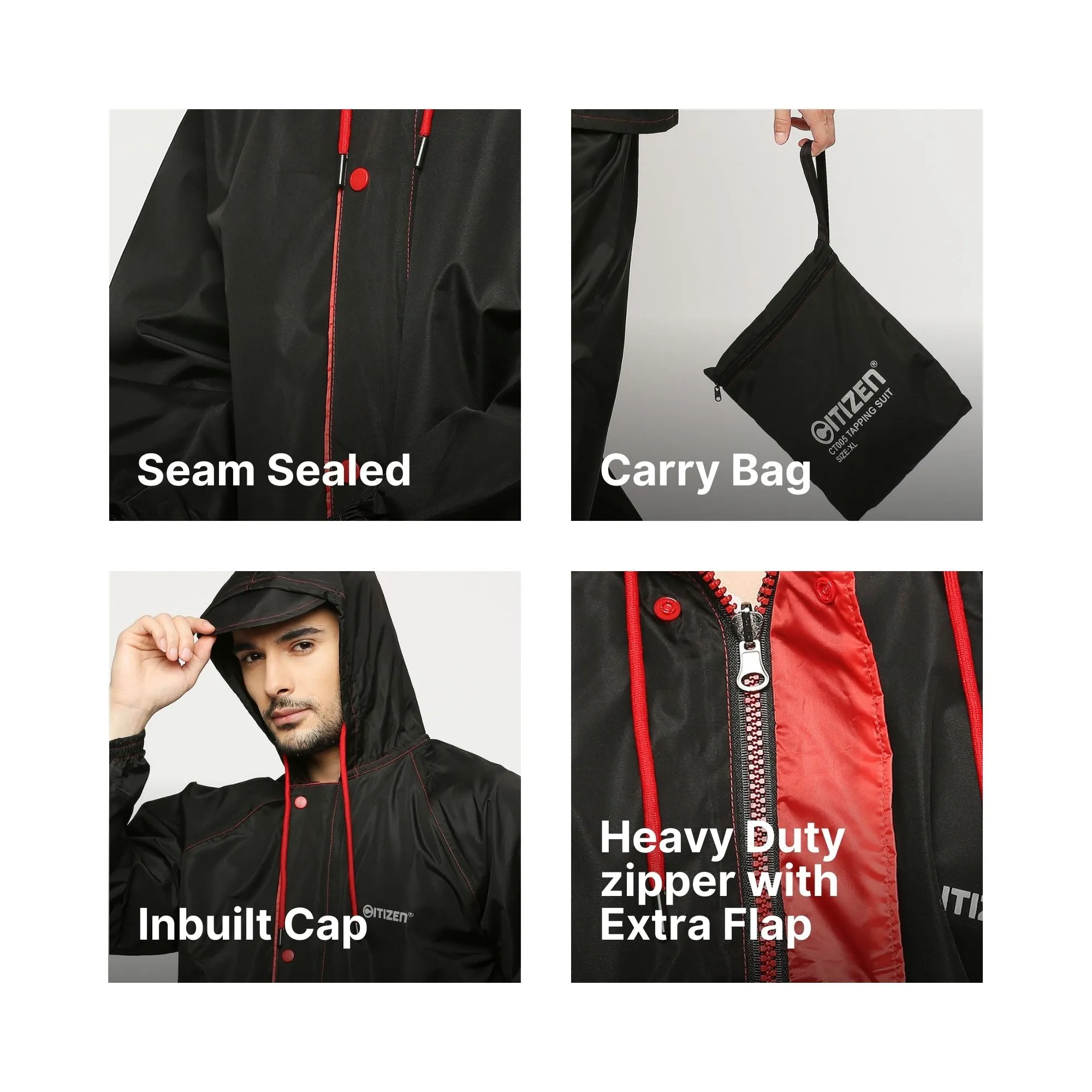 Sleek Tapping Raincoat Suit with Free-leak proof pouch