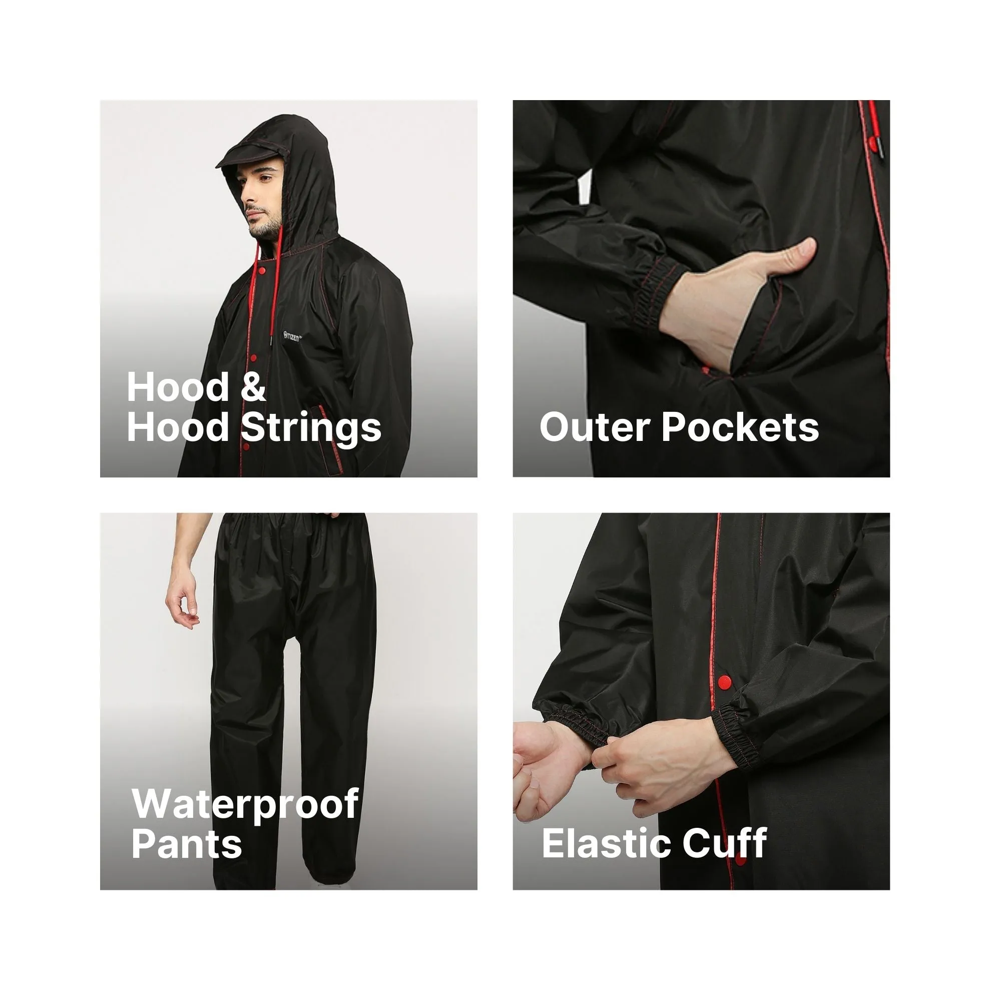Sleek Tapping Raincoat Suit with Free-leak proof pouch