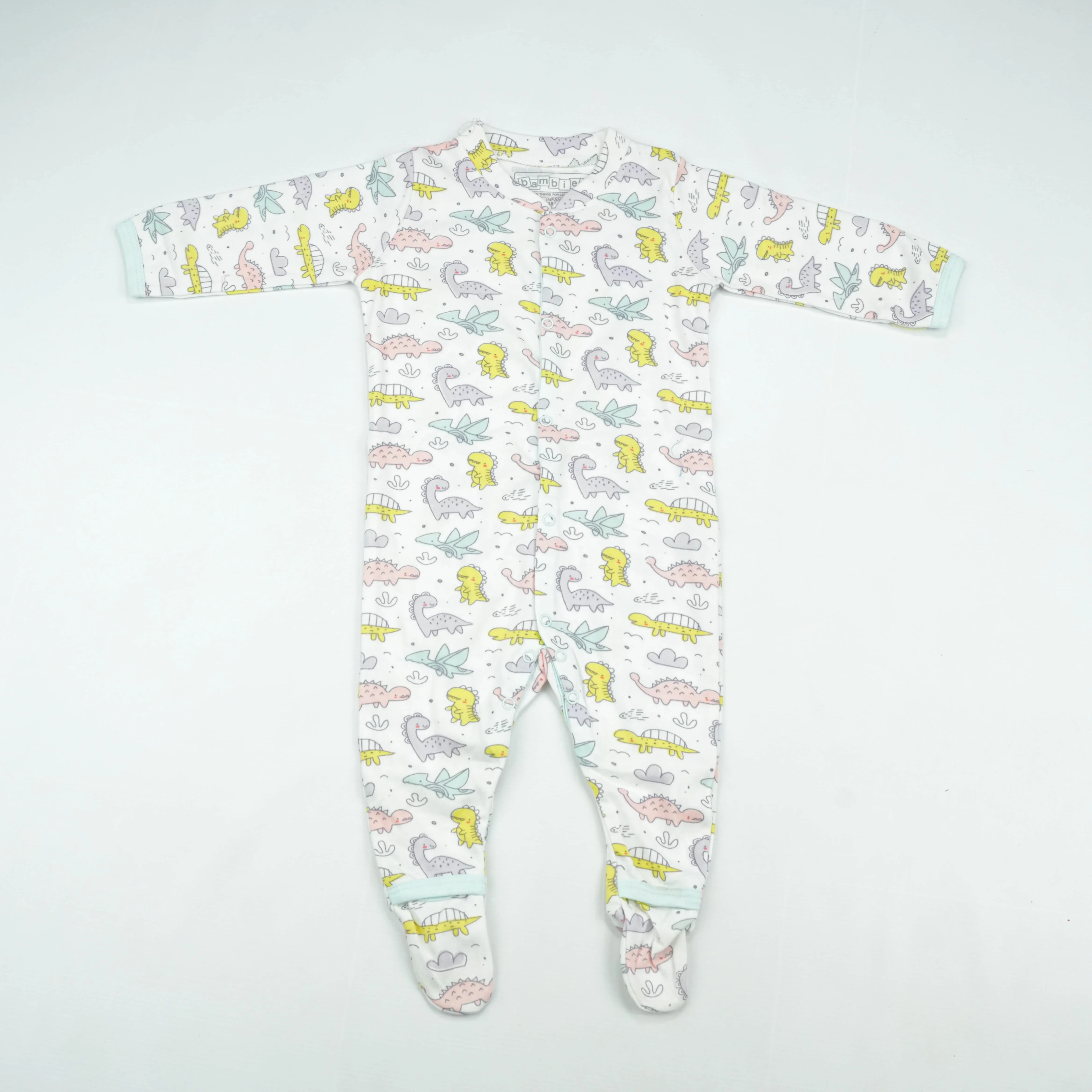 SLEEP SUIT PK3 12-18M B.BLUE DINO WORLD