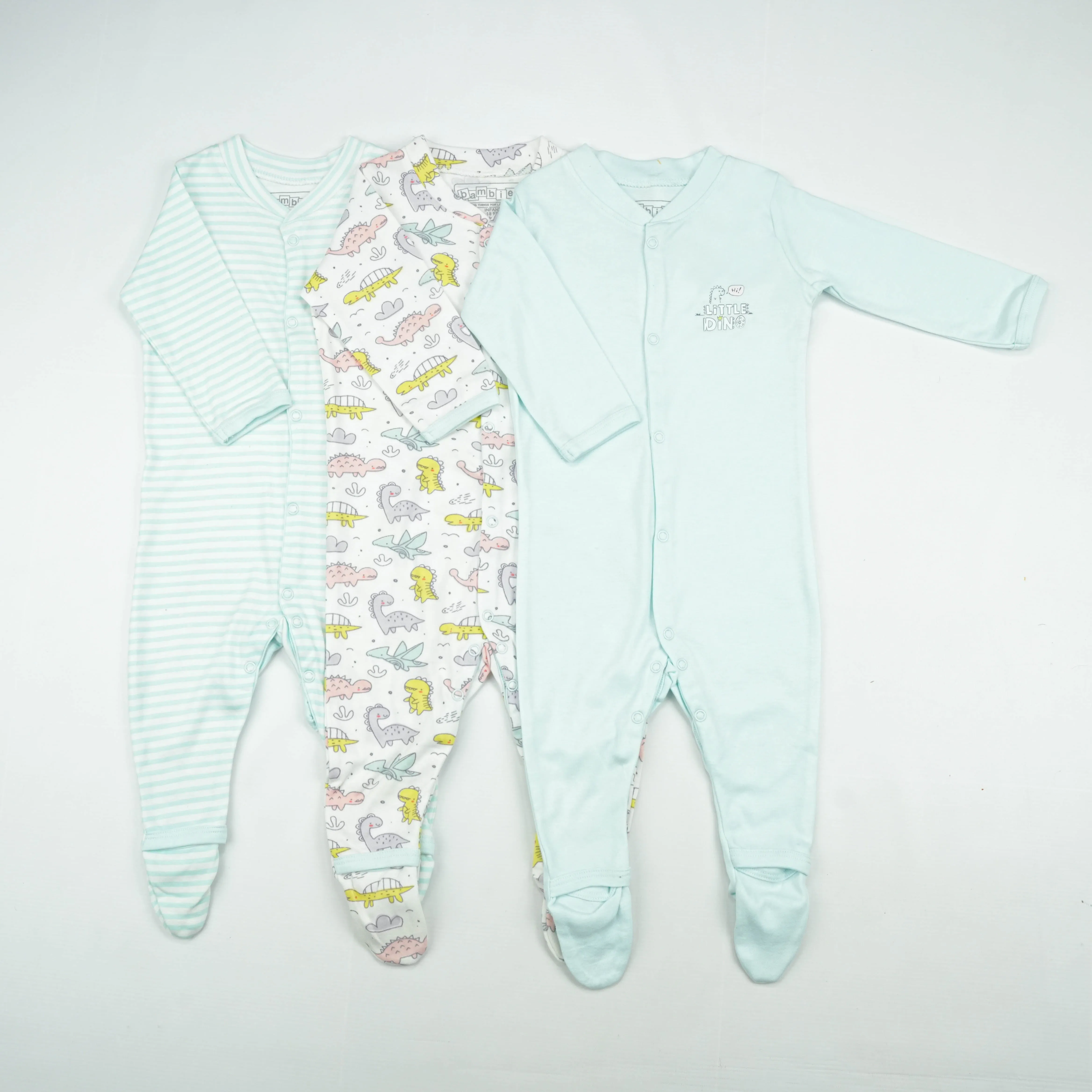 SLEEP SUIT PK3 12-18M B.BLUE DINO WORLD