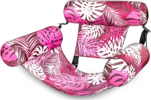 Sloosh Pool Floats Chairs Adult,Inflatable Pool Lounge,Plant Pattern Floating Mat Hammock,Blow up Water Chairs Noodles rafts for Party Summer Water Beach Fun
