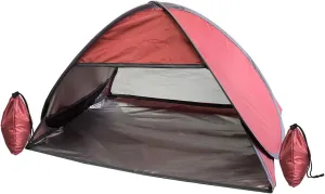 Small Pop Up Beach Tent Portable Head Tent, Pet Shade Canopy with Breathable Meshed Window for Dogs/Cats (Red)