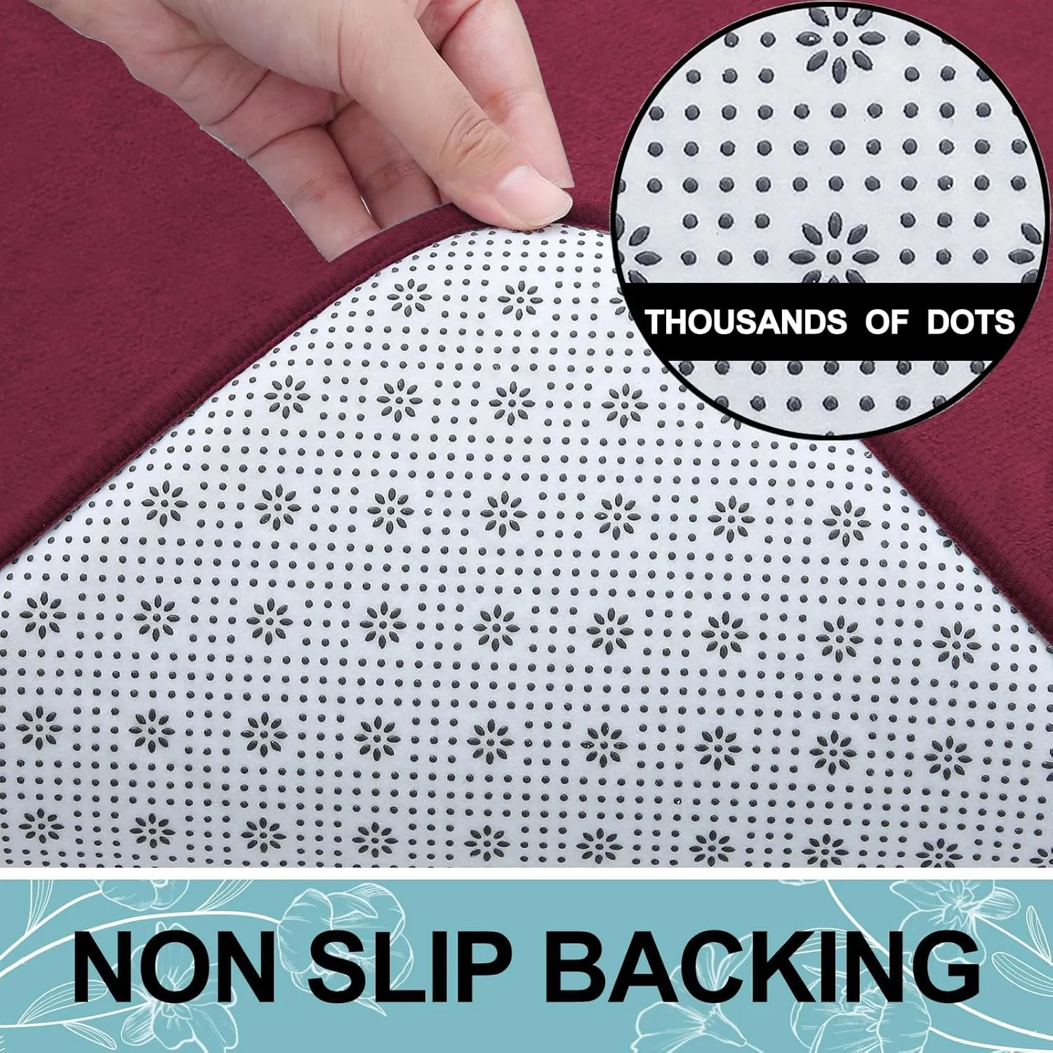 Smiry Memory Foam Bath Mat 30x20, Extra Soft and Absorbent Bathroom Mats, Non Slip Washable Carpet for Floor, Shower and Tub, Burgundy