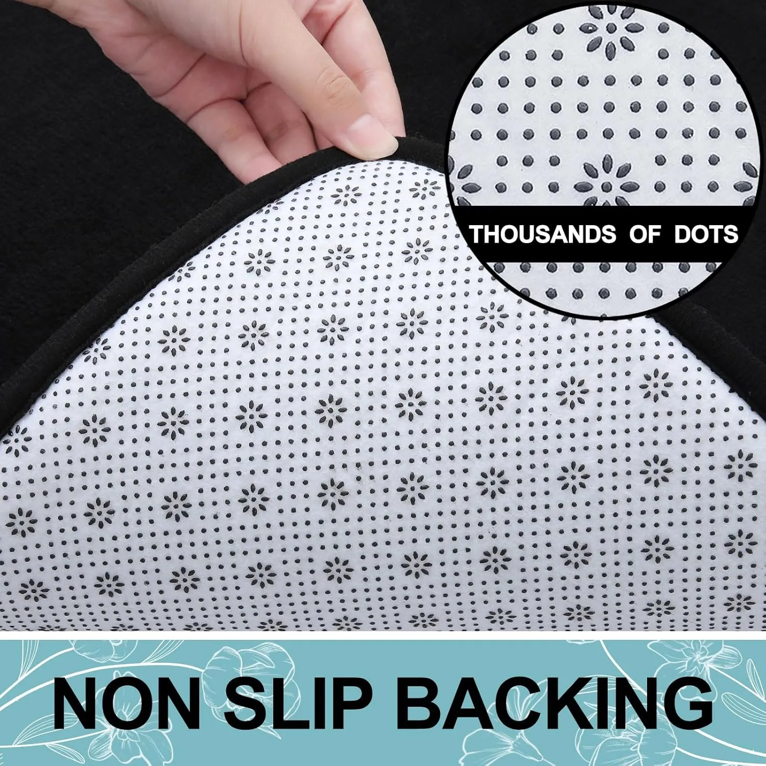 Smiry Memory Foam Bath Mat 70x24, Extra Soft and Absorbent Bathroom Mats, Non Slip Washable Carpet for Floor, Shower and Tub, Black