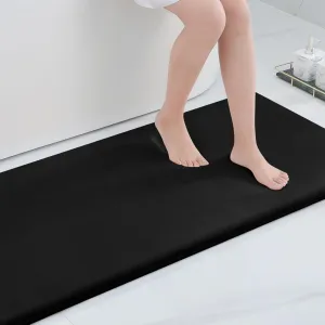 Smiry Memory Foam Bath Mat 70x24, Extra Soft and Absorbent Bathroom Mats, Non Slip Washable Carpet for Floor, Shower and Tub, Black