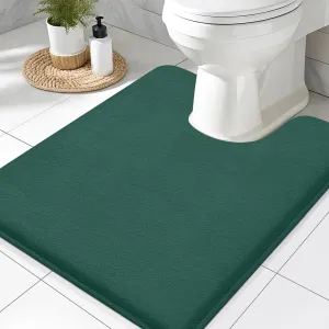 Smiry Memory Foam Toilet Rugs U-Shaped 24x20, Extra Soft Absorbent Non-Slip Contour Bathroom Rugs, Machine Washable Bath Mats for Toilet, Green