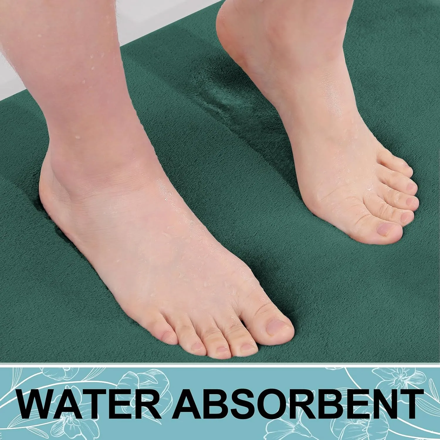 Smiry Memory Foam Toilet Rugs U-Shaped 24x20, Extra Soft Absorbent Non-Slip Contour Bathroom Rugs, Machine Washable Bath Mats for Toilet, Green