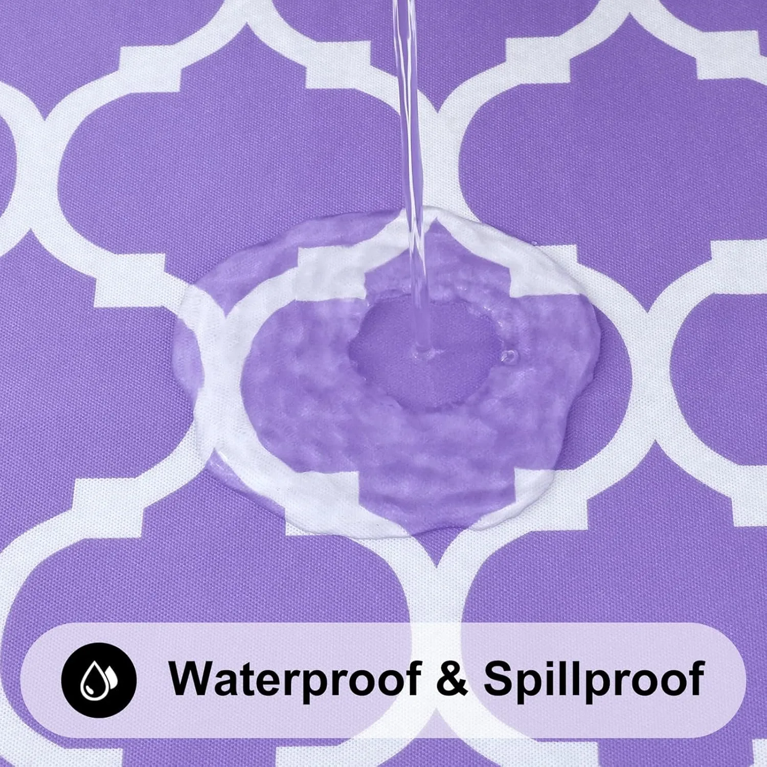 Smiry Rectangle Picnic Table Cover, Waterproof Elastic Fitted Camping Tablecloths for 4 Foot Tables, Wipeable Flannel Backed Vinyl Tablecloth Protector for Indoor, Outdoor (Lavender, 24x48 Inches)