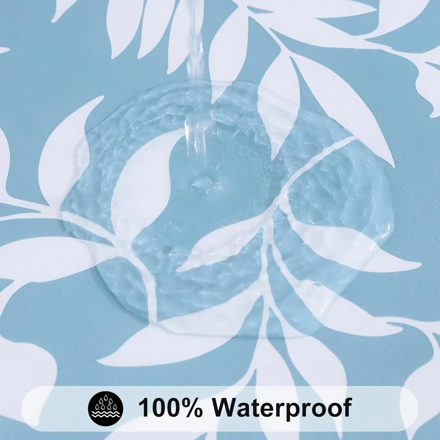 Smiry Rectangle Picnic Tablecloth, Waterproof Elastic Fitted Table Covers for 6 Foot Tables, Wipeable Flannel Backed Vinyl Tablecloths for Camping, Indoor, Outdoor (Blue Leaves, 30x72 Inches)