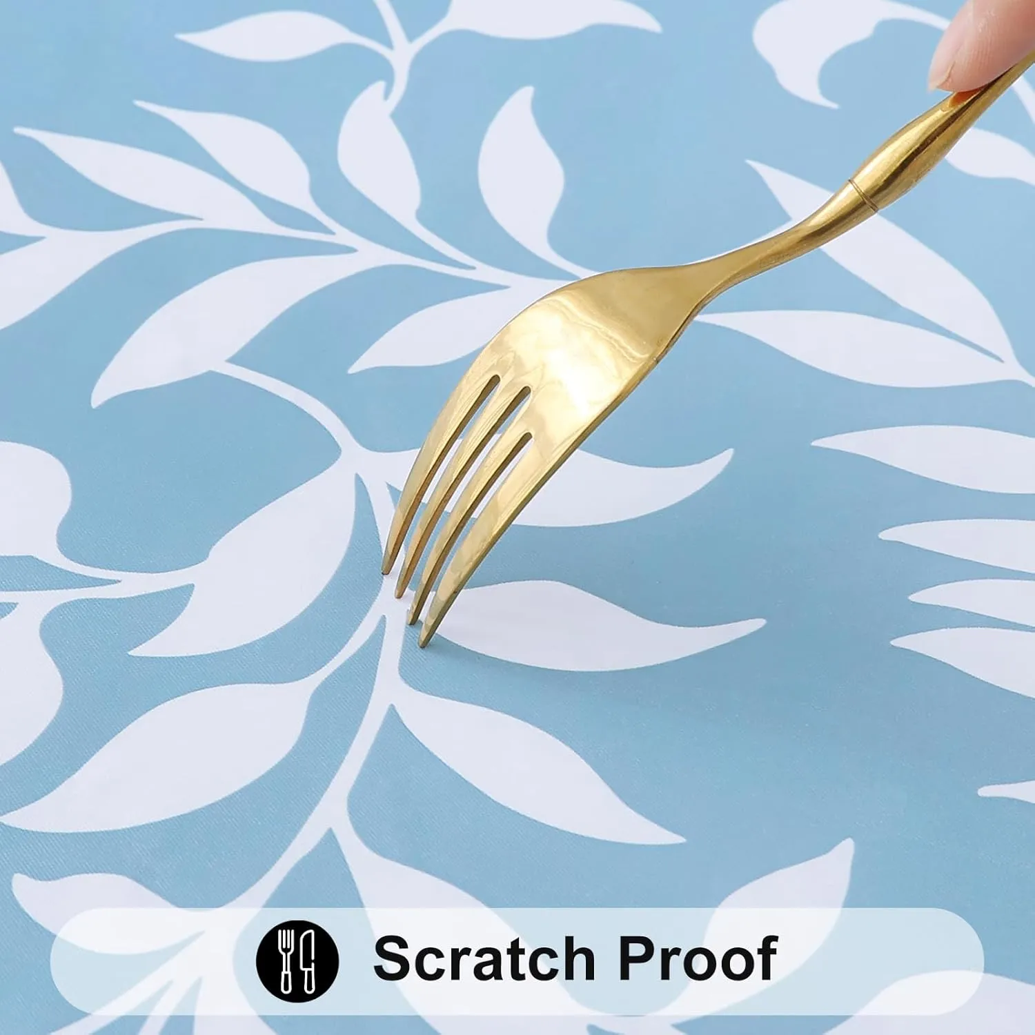 Smiry Rectangle Picnic Tablecloth, Waterproof Elastic Fitted Table Covers for 6 Foot Tables, Wipeable Flannel Backed Vinyl Tablecloths for Camping, Indoor, Outdoor (Blue Leaves, 30x72 Inches)