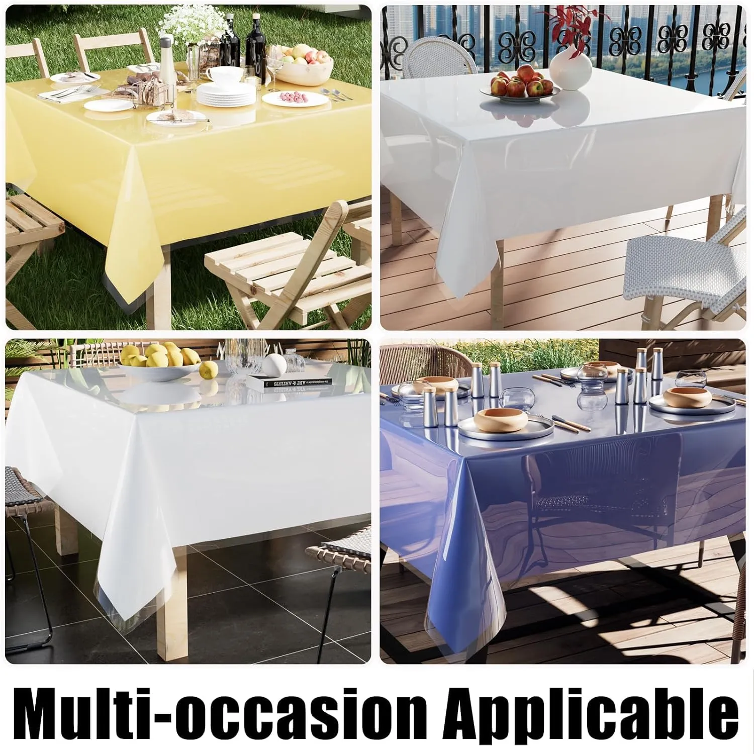Smiry Rectangle Table Cloth 60x140 Inch, Waterproof Wipeable Vinyl Tablecloths Protector, Oil Spill Proof Plastic Table Cover for Dining, Picnic, Camping, Outdoor, Clear